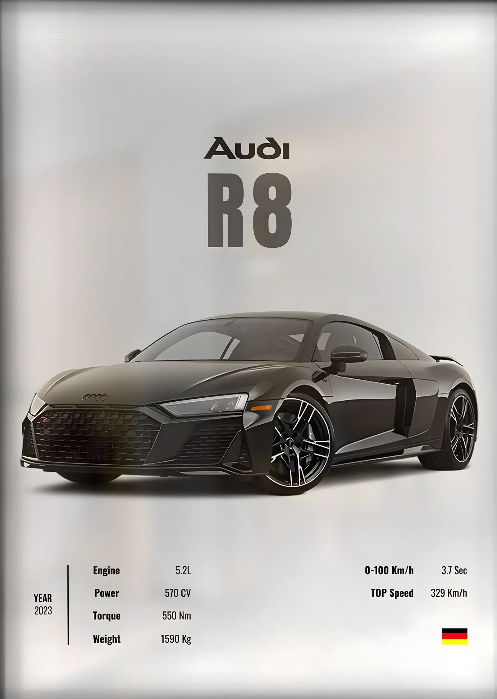 Audi R8 (Teknik Föy) metal tablo