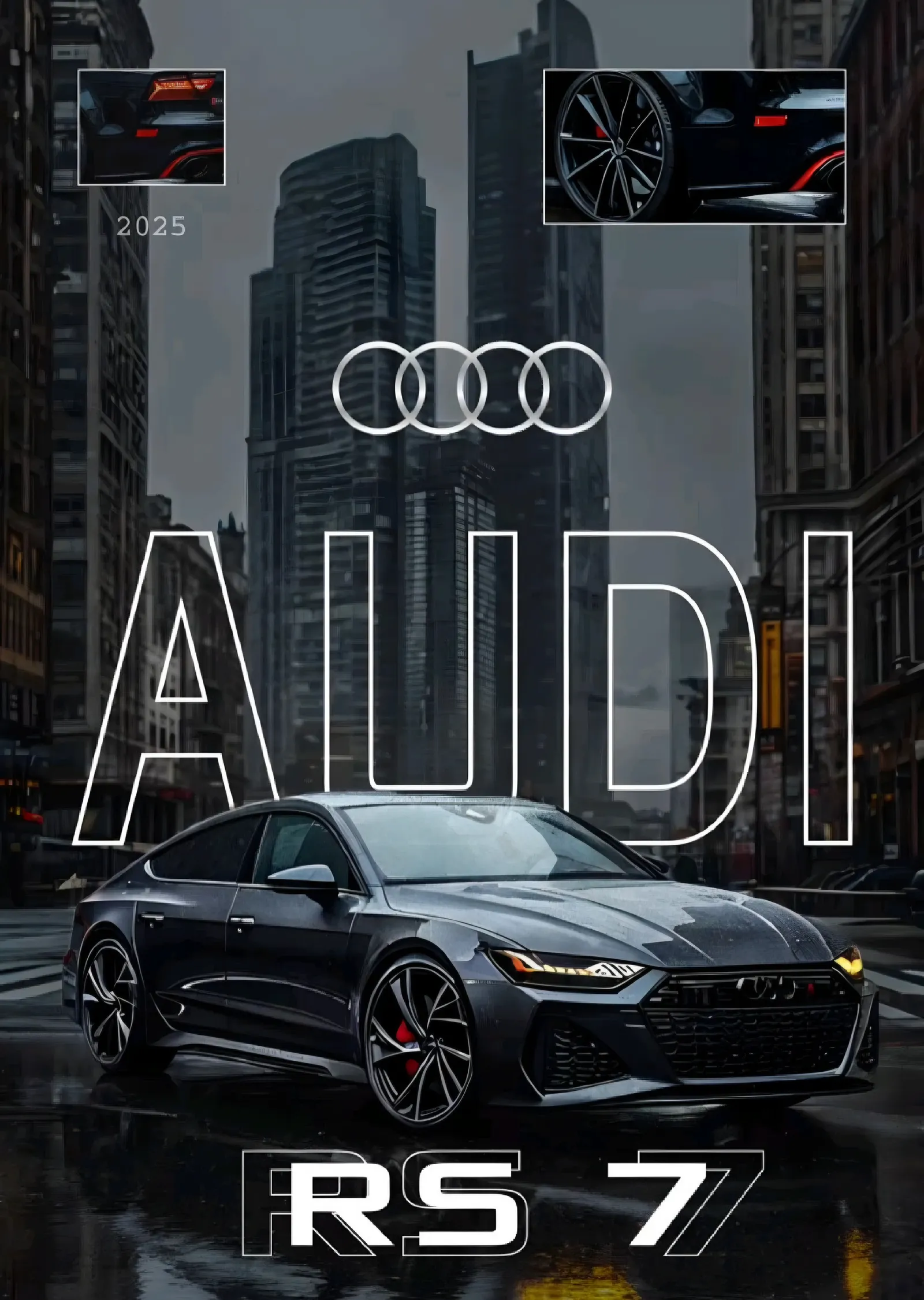 Audi RS7 Şehir Silueti metal tablo