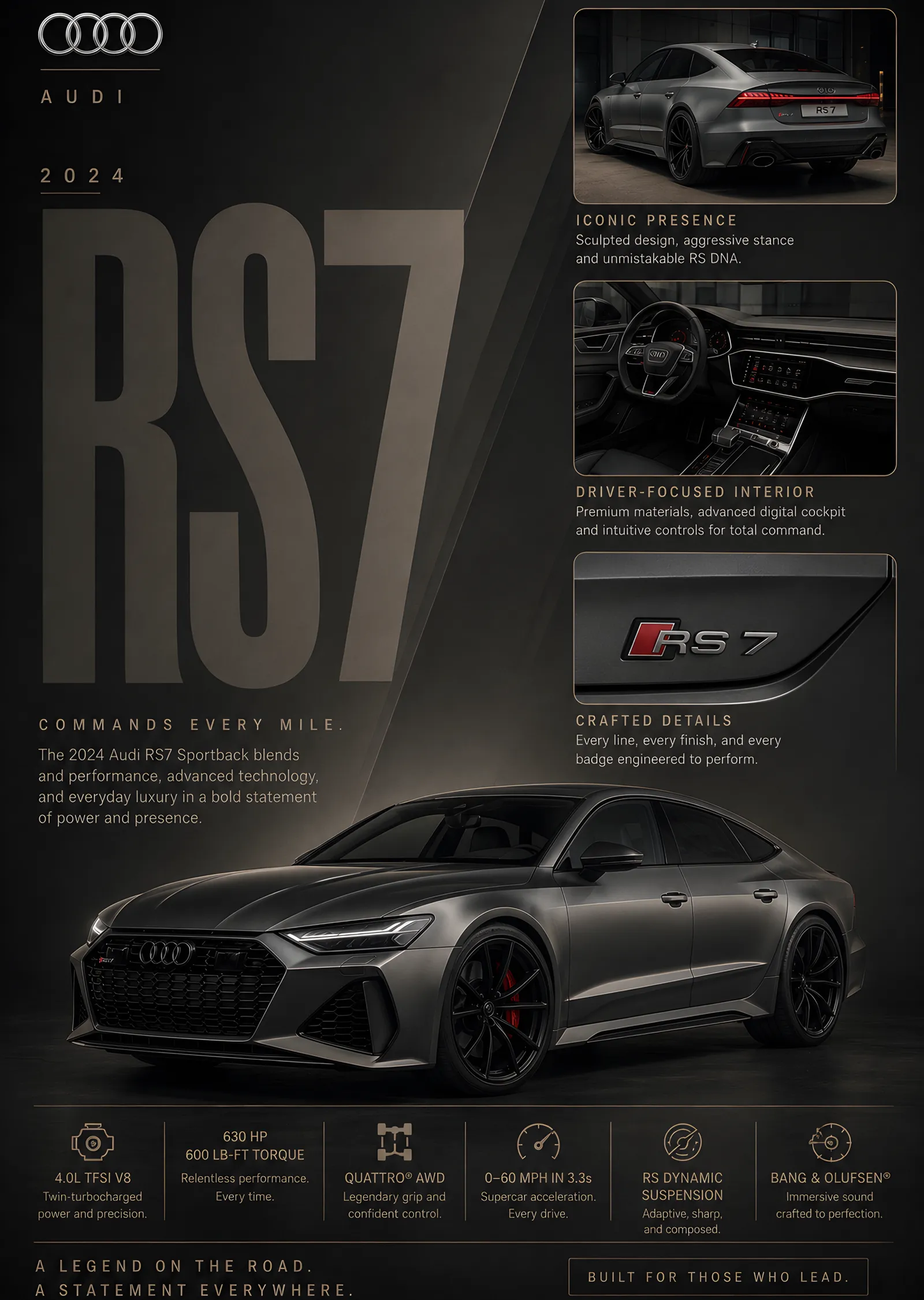 Audi RS7 Teknik Föy metal tablo