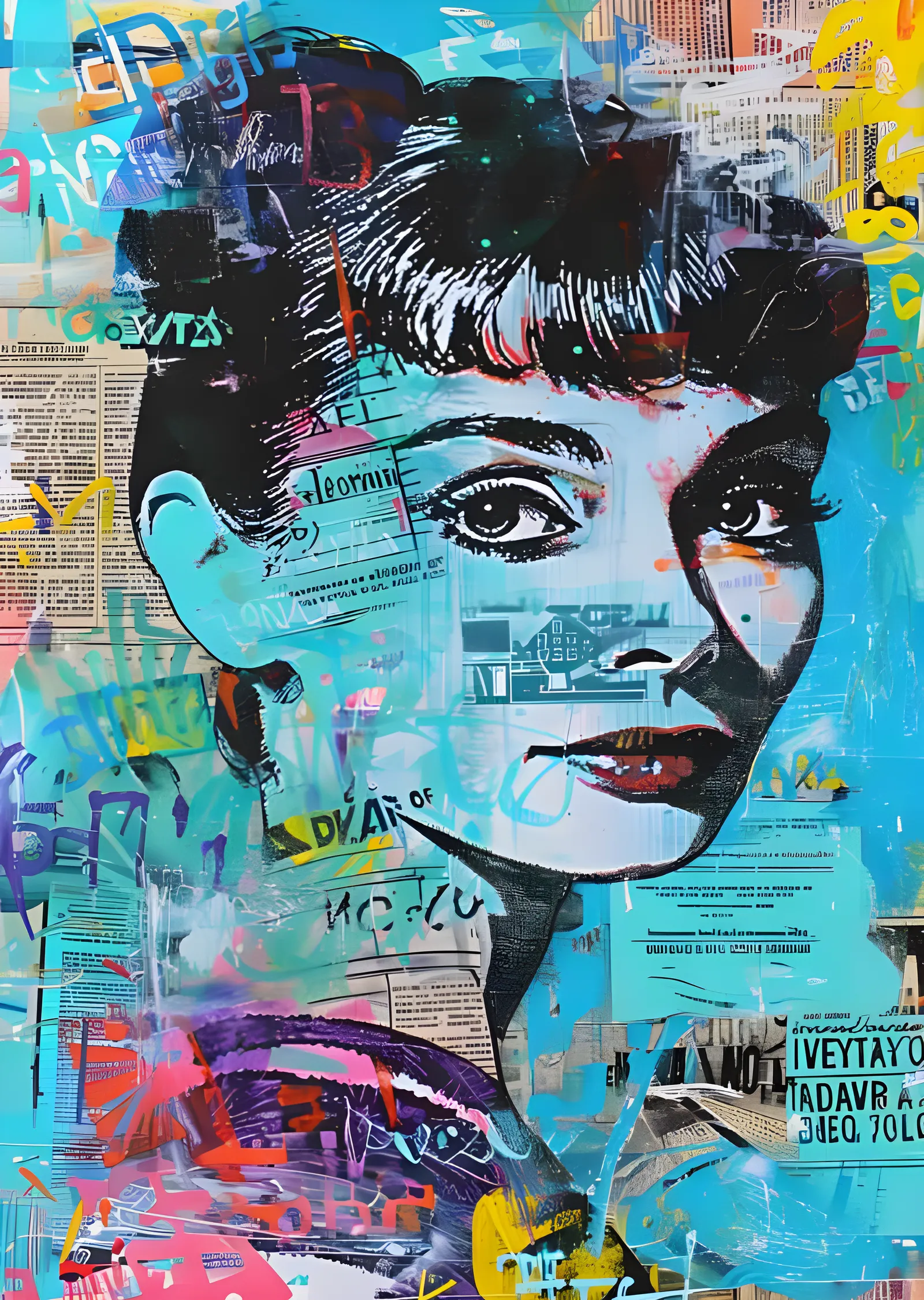 Audrey Hepburn - Tipografi Kolajı metal tablo
