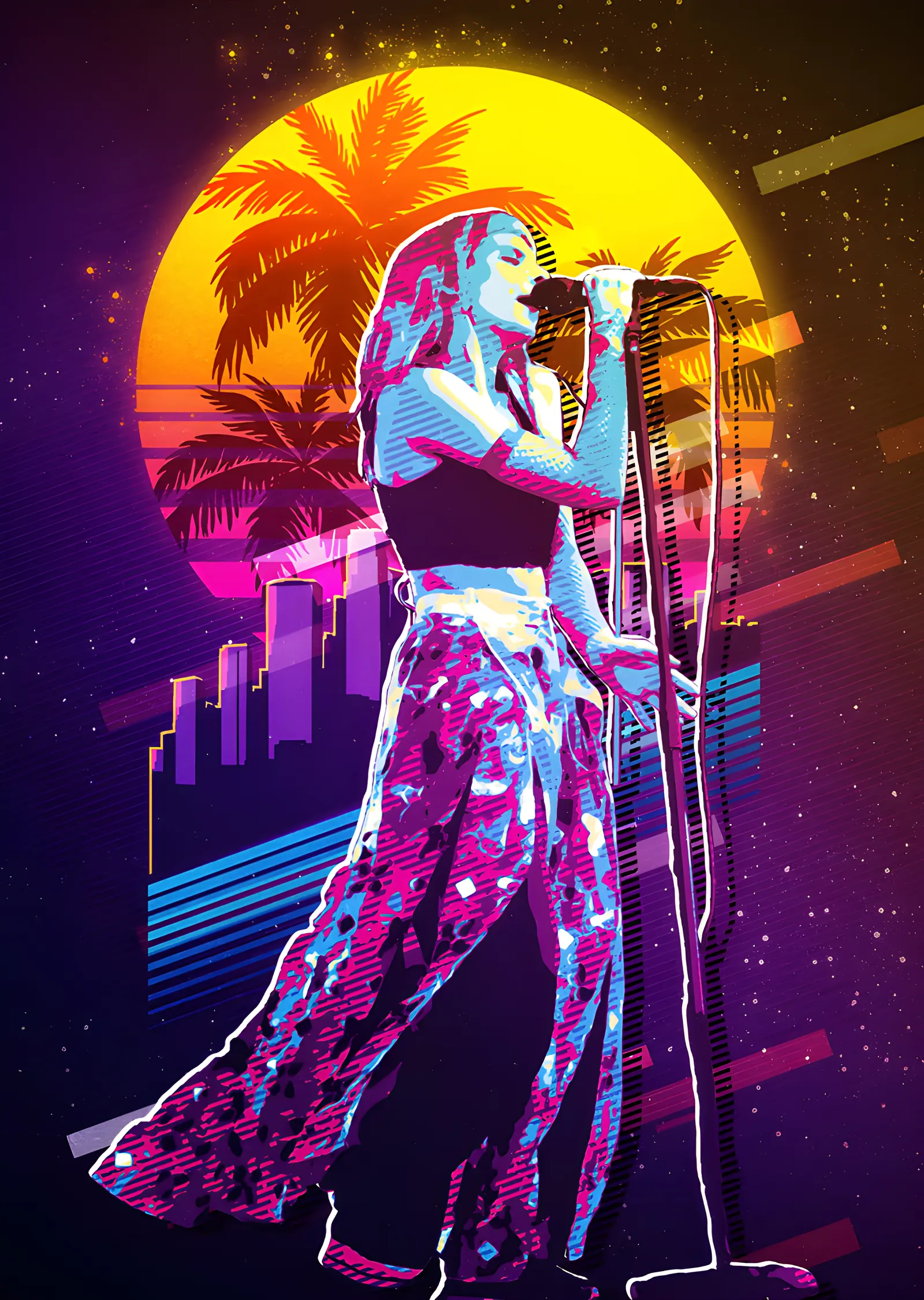 AURORA: Retrowave Sahne metal tablo