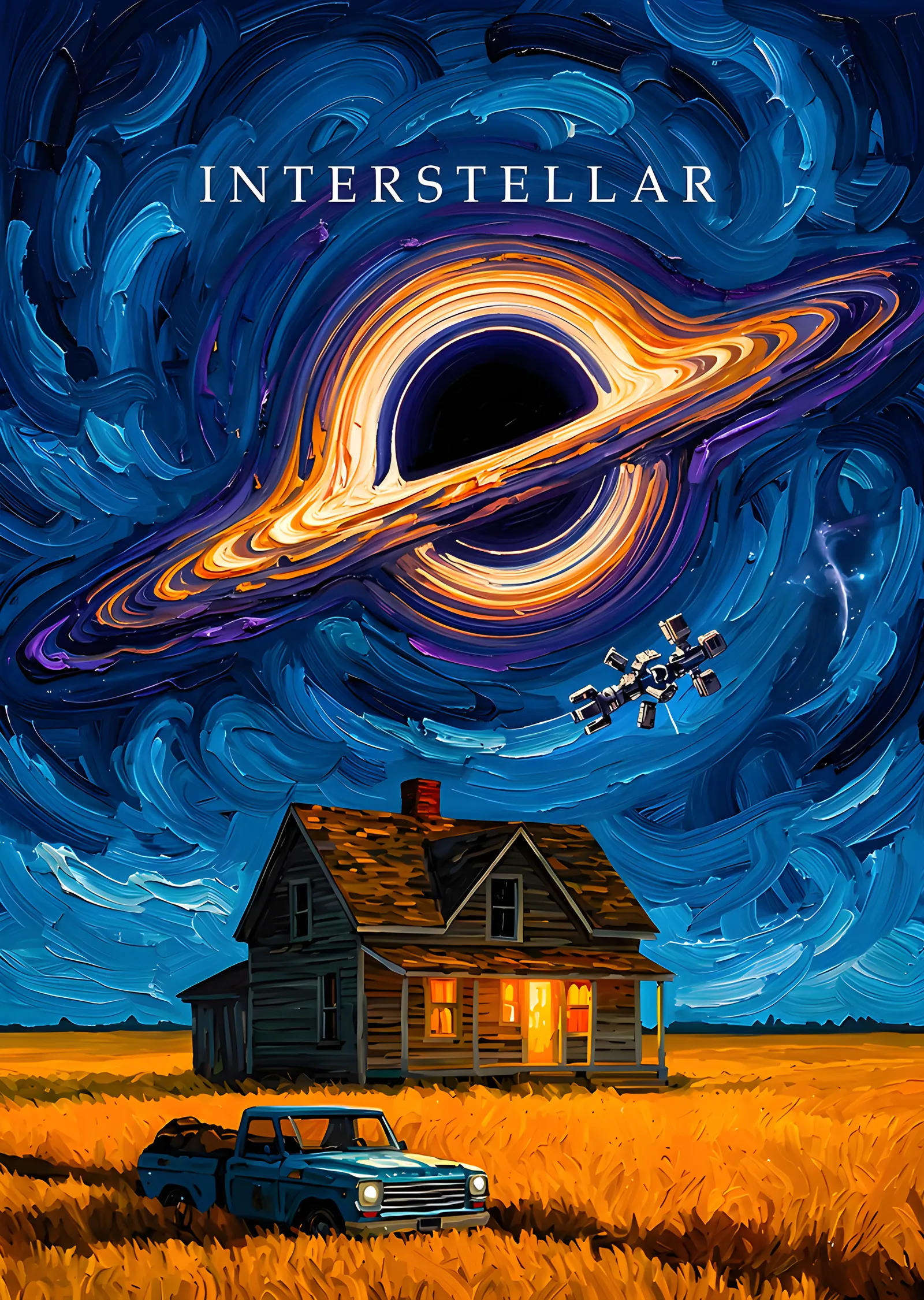 Interstellar: Yıldızlı Gece Kara Delik metal tablo