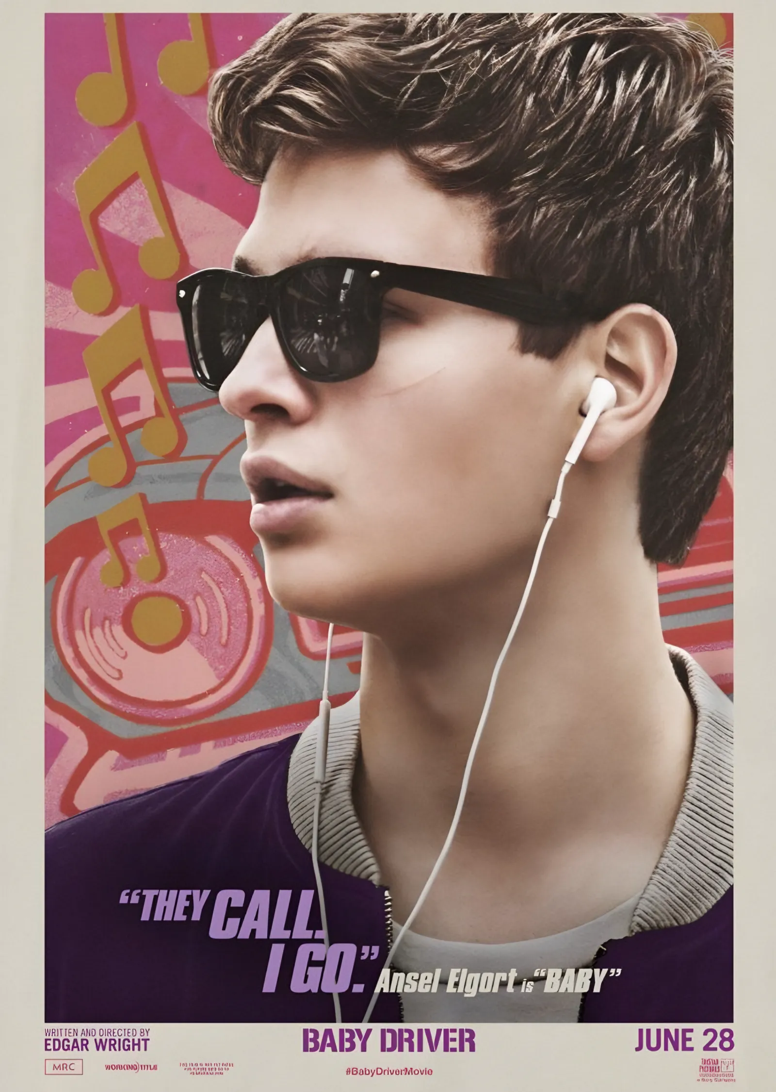 Baby Driver Ansel Elgort Portresi metal tablo