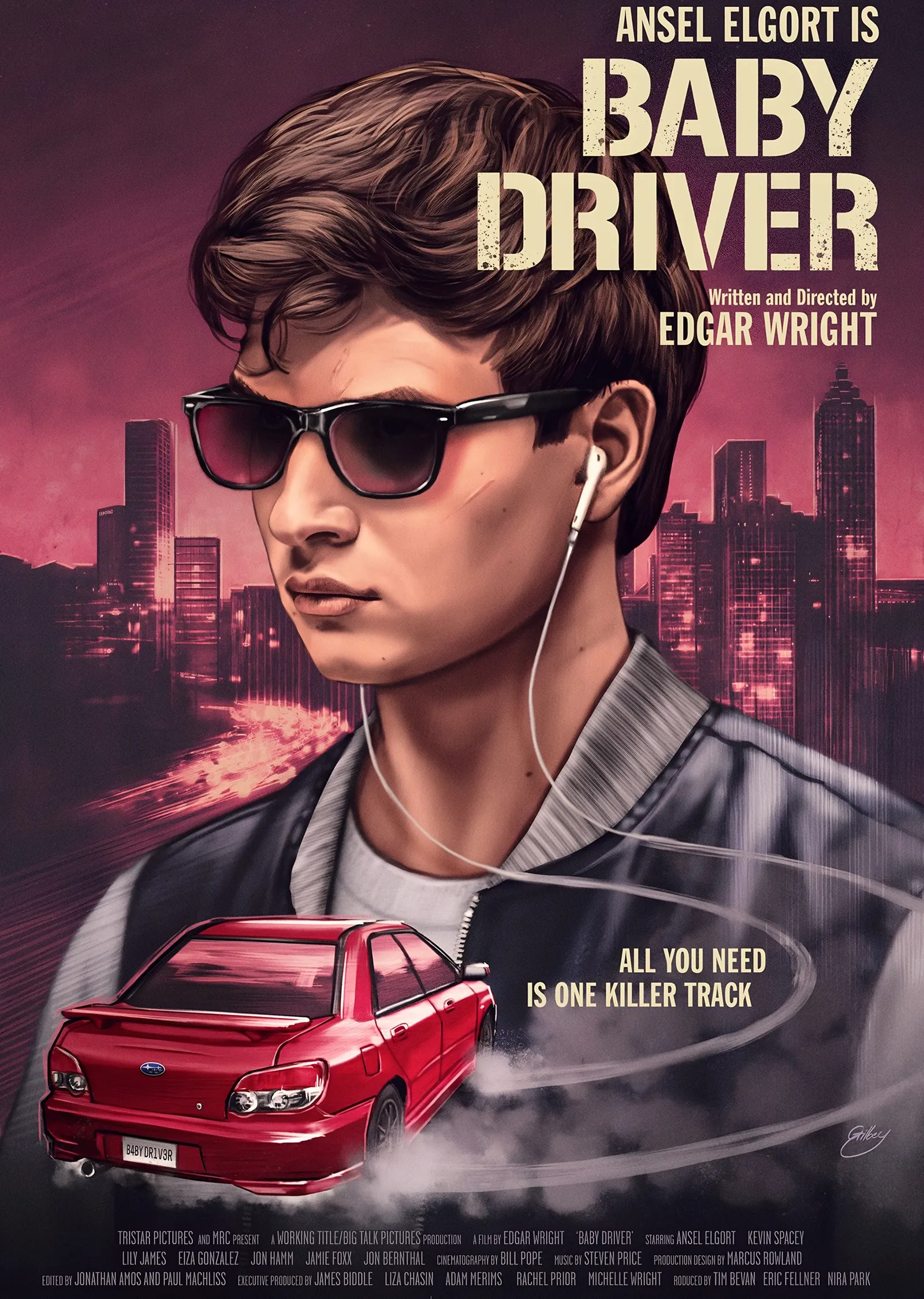 Baby Driver Kulaklıklı Portre metal tablo