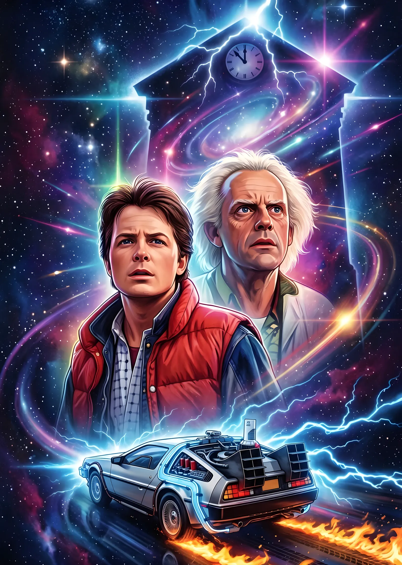 Back to the Future - Saat Kulesi metal tablo
