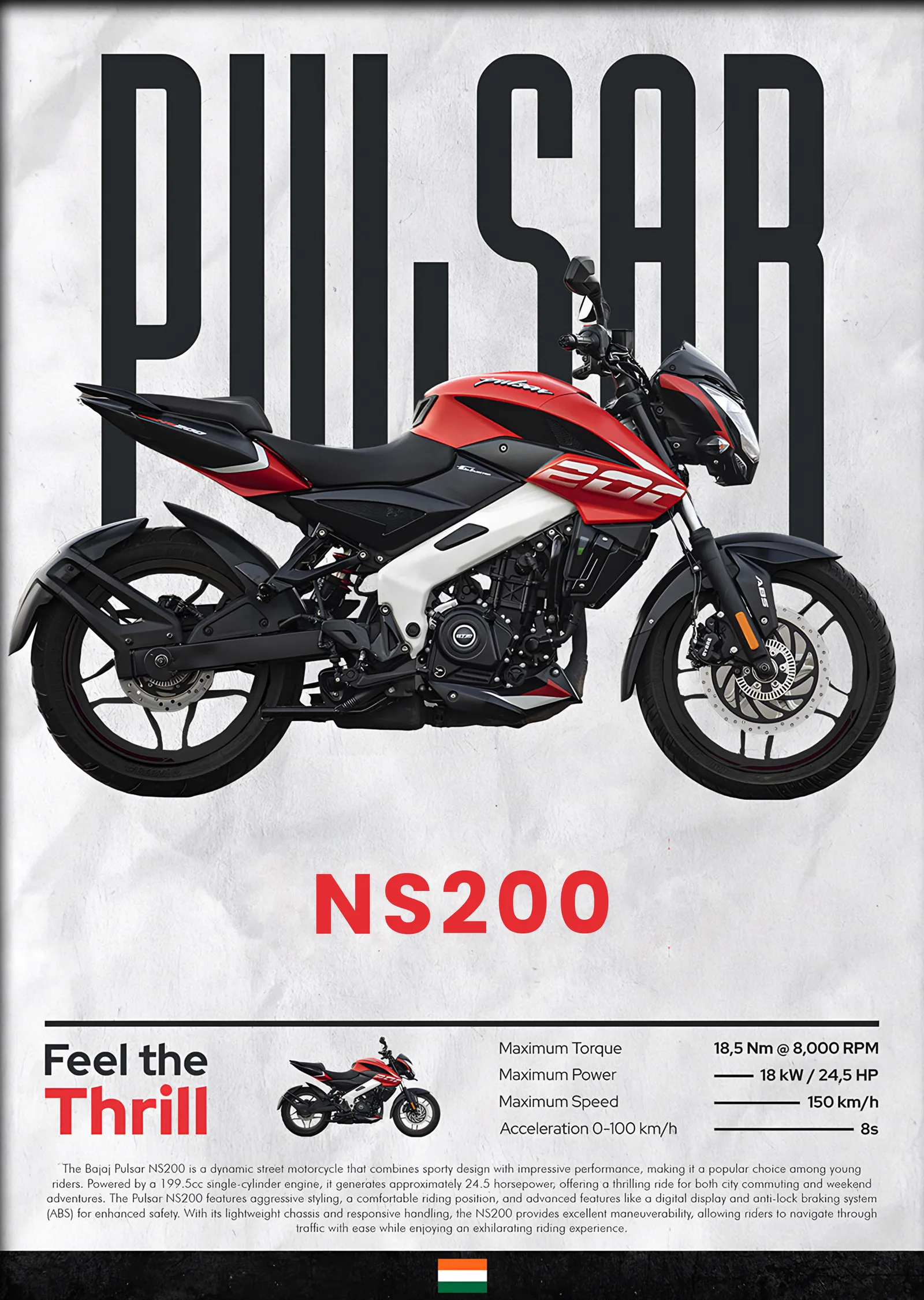 Bajaj Pulsar NS200 metal tablo