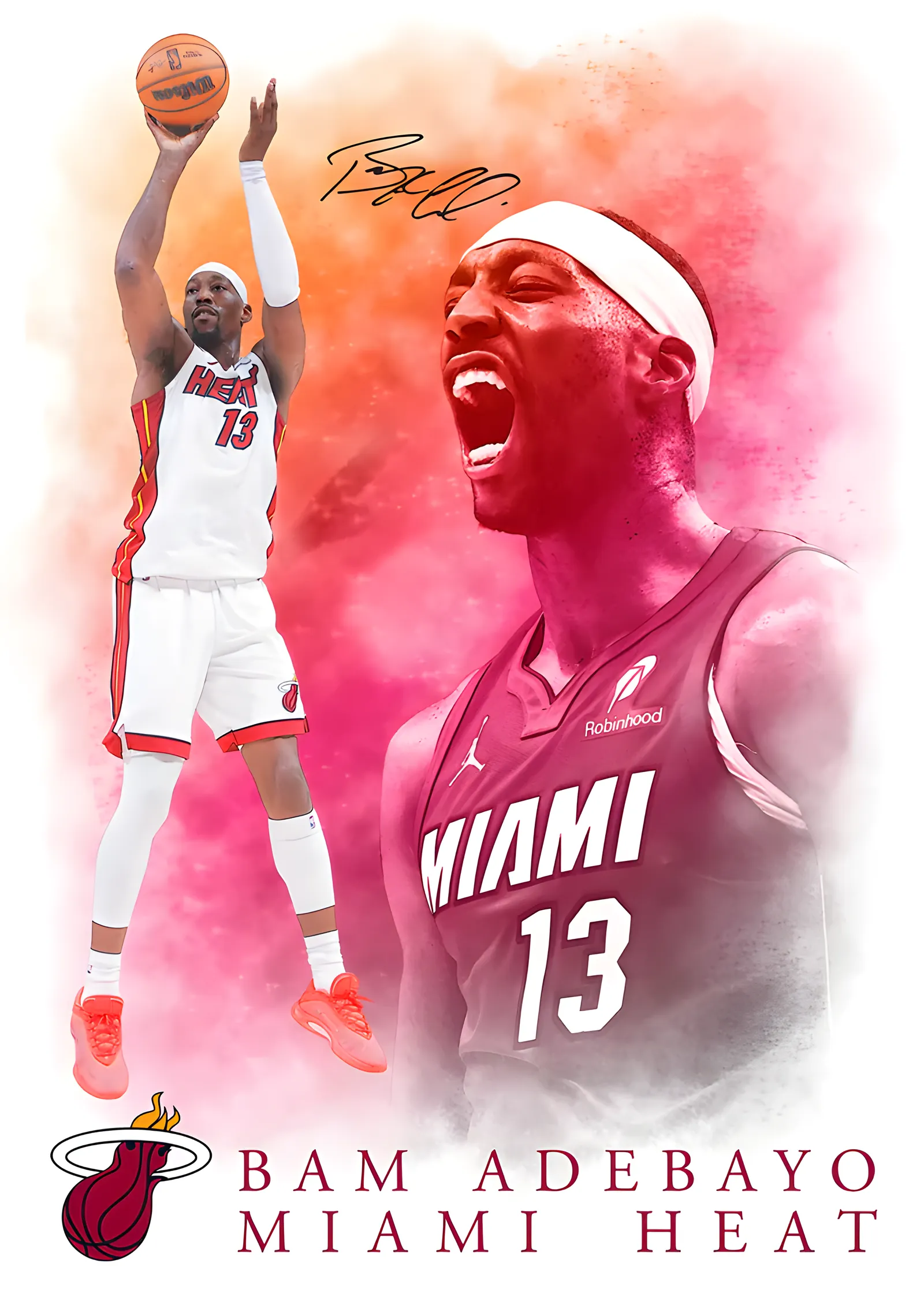 Bam Adebayo - Heat Suluboya metal tablo