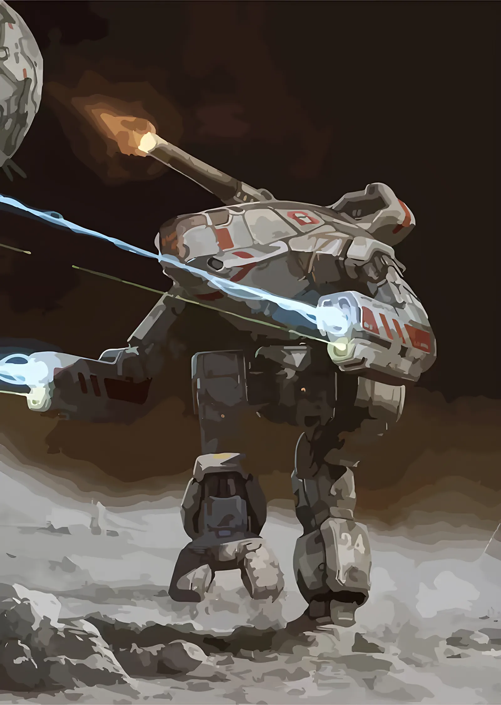 BattleTech: Ay Altında Ateş Eden Mech metal tablo