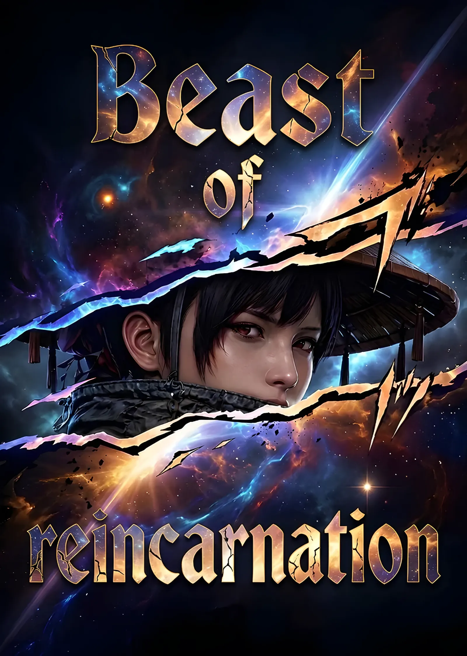 Beast of Reincarnation: Yıldızlı Zeminde Hasır Şapka metal tablo