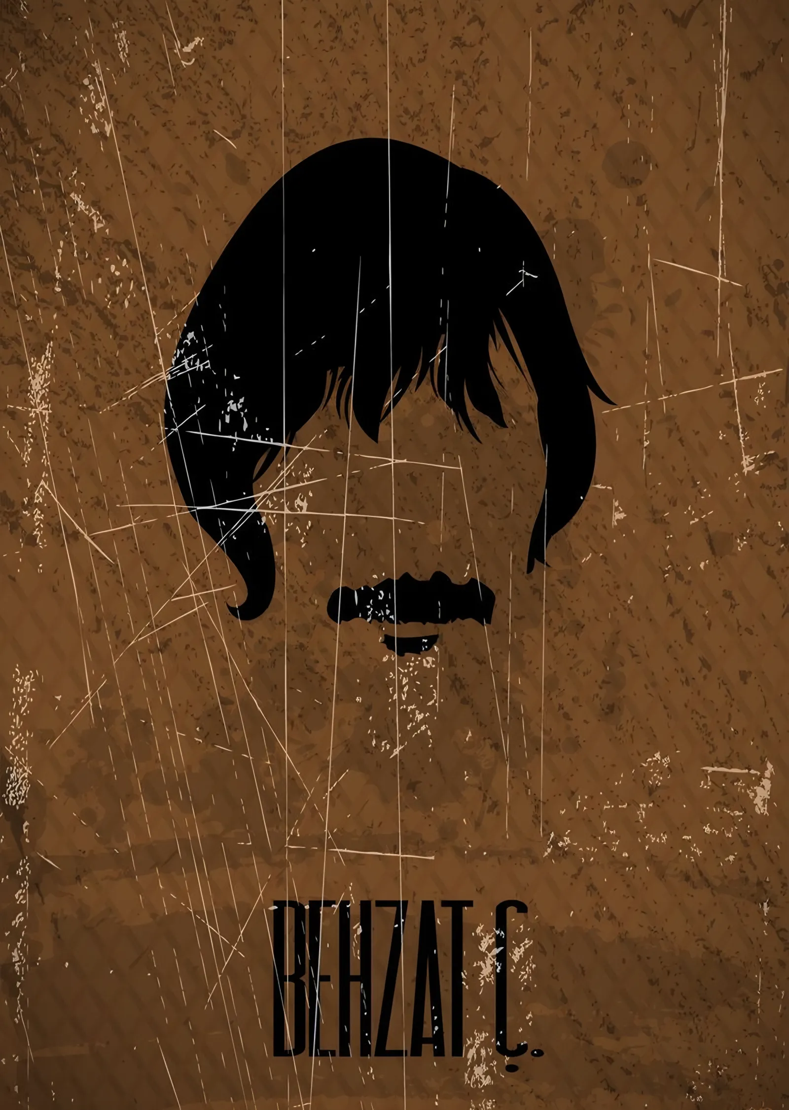 Behzat Ç.: Minimal Bıyık Silüeti metal tablo