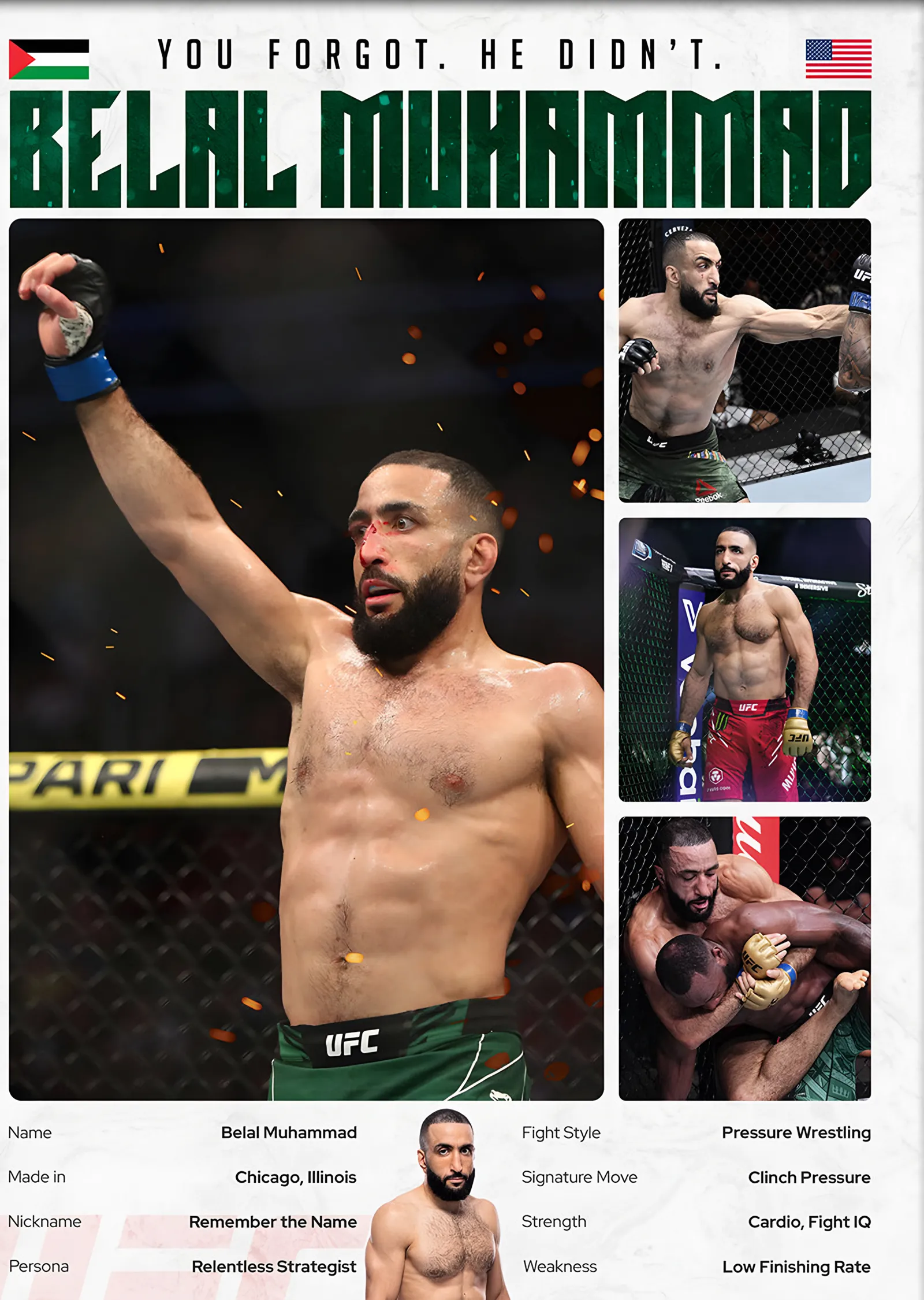 Belal Muhammad Şampiyon Anı metal tablo