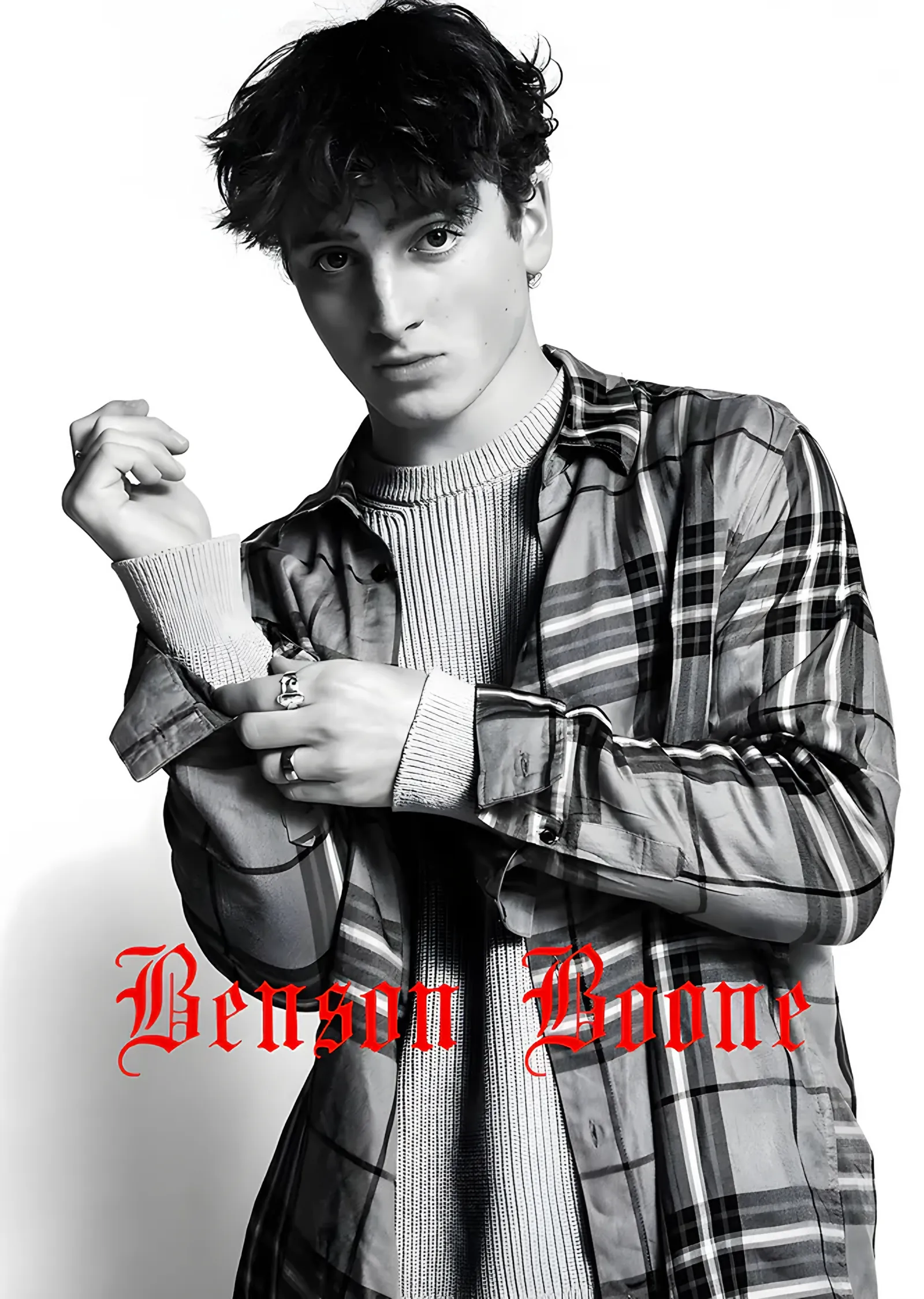 Benson Boone - Siyah Beyaz Portre metal tablo