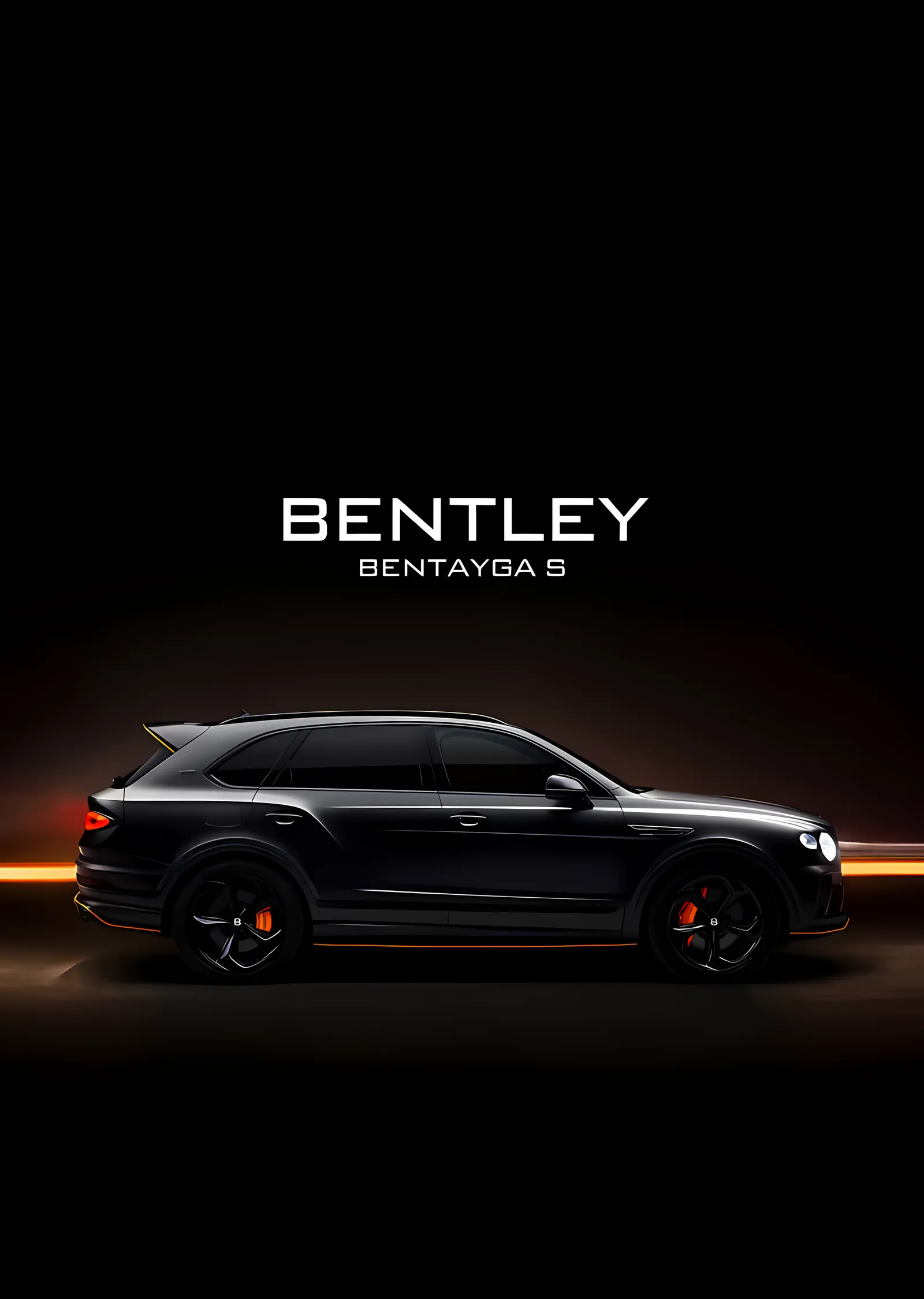Bentley Bentayga S: Turuncu Işık Çizgisi metal tablo