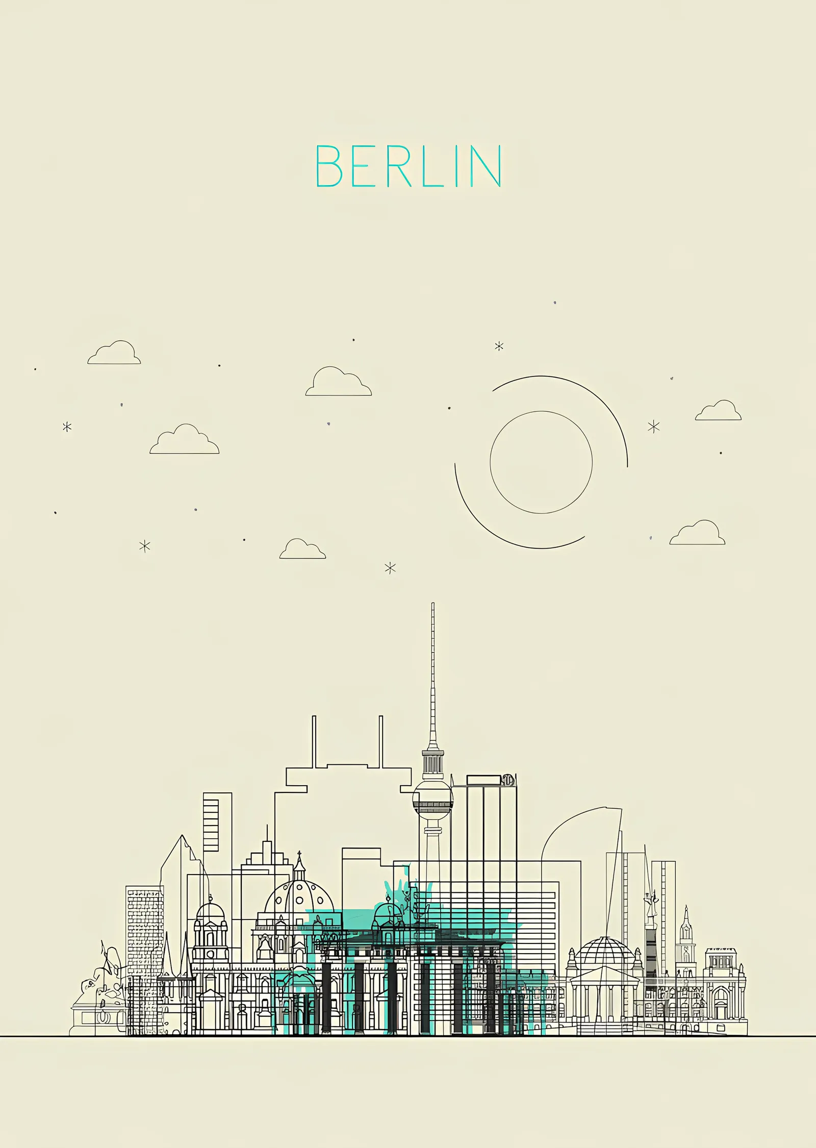 Berlin - Çizgi Silueti metal tablo