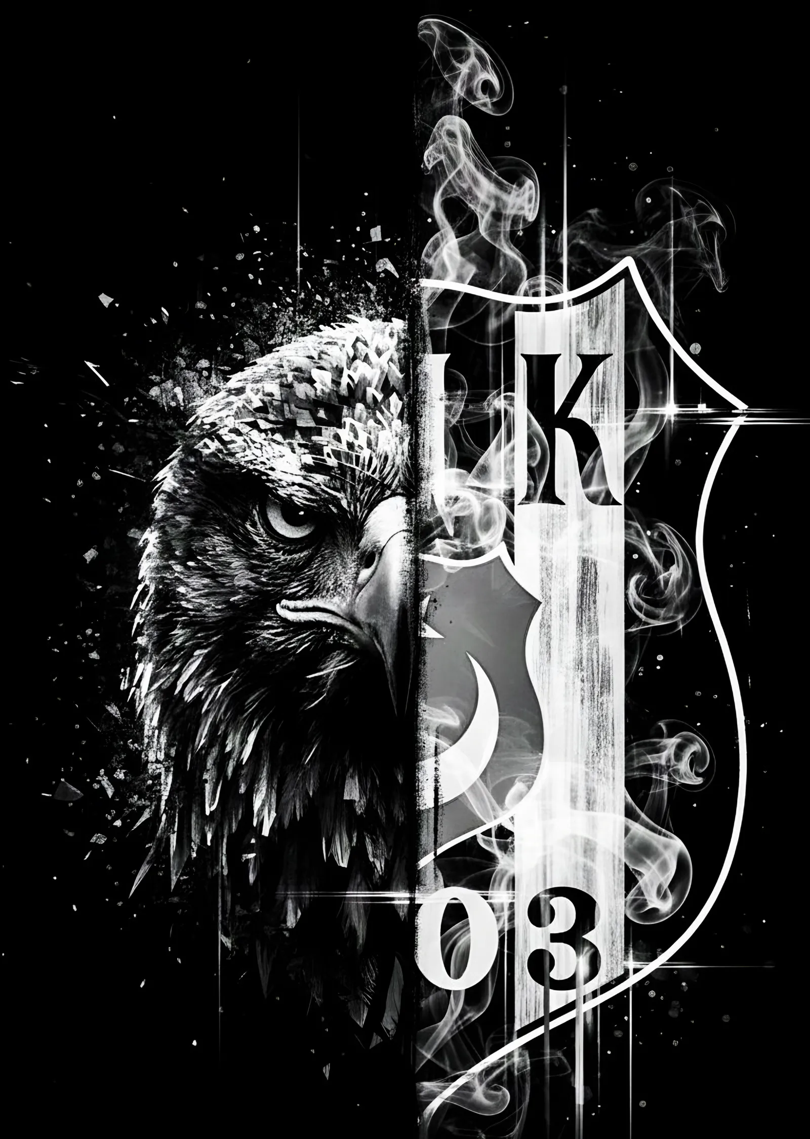 Beşiktaş: Dumanda Kartal ve Arma metal tablo