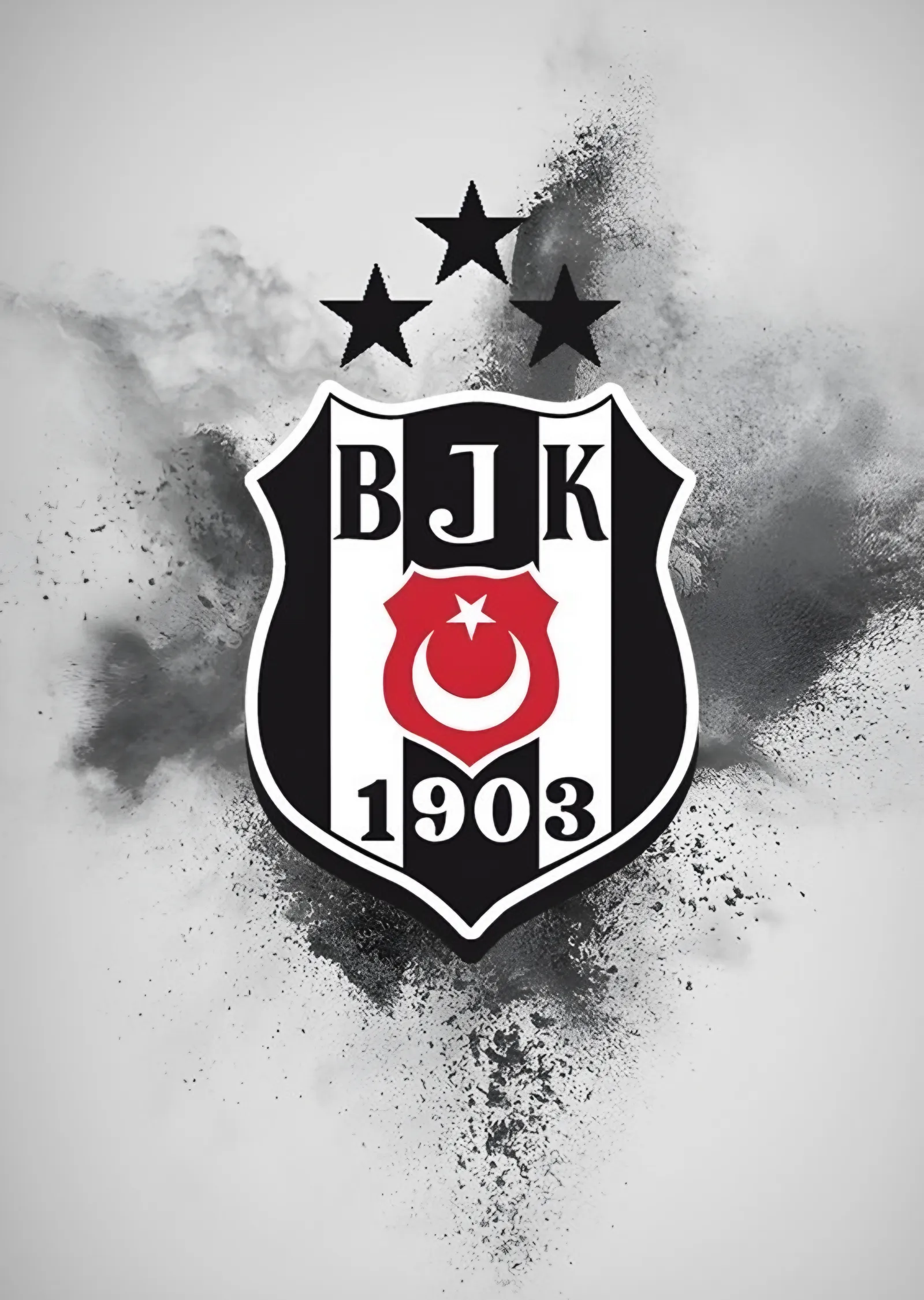 Beşiktaş: Gri Dumanda Üç Yıldızlı Arma metal tablo