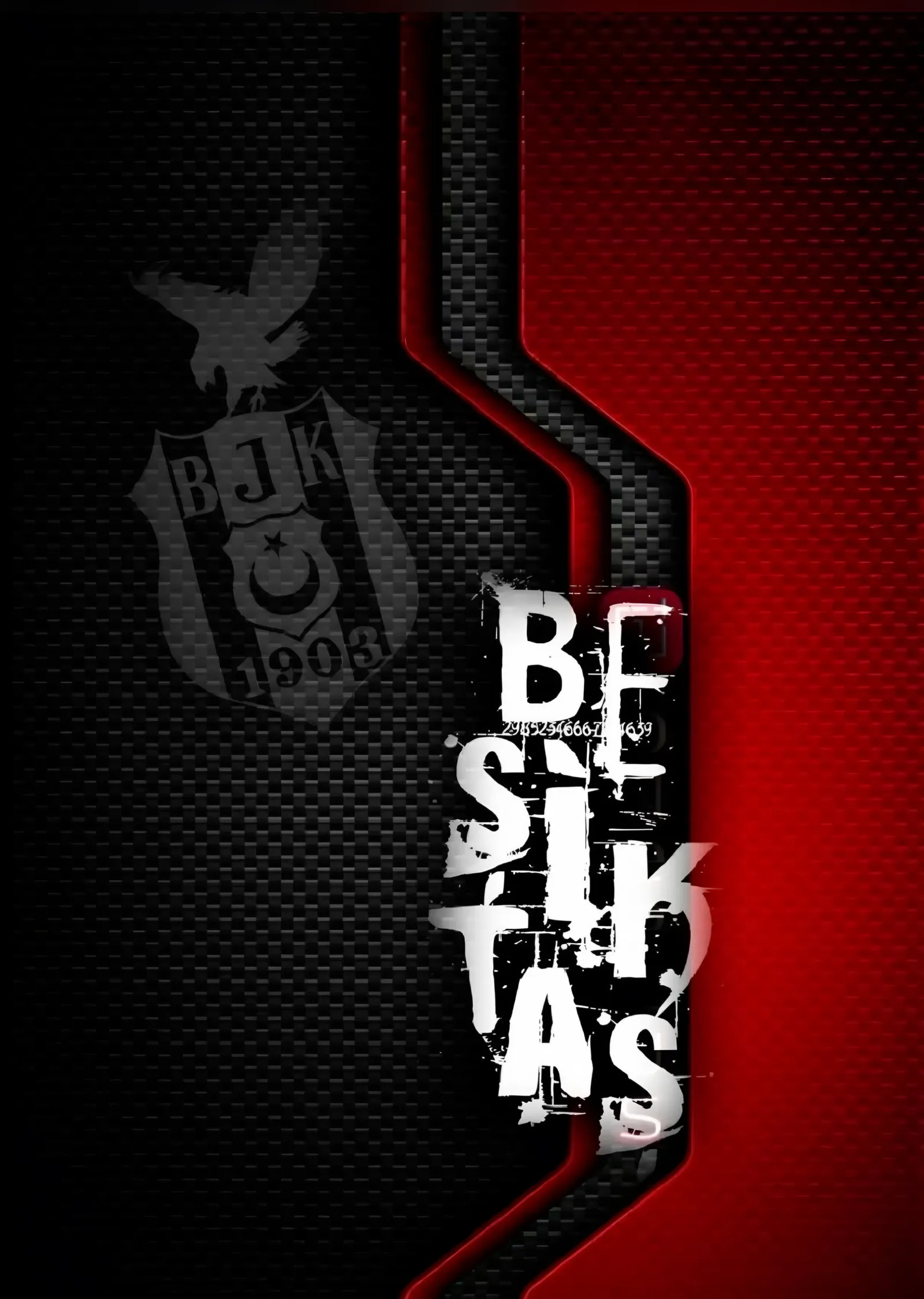 Beşiktaş: Kırmızı Siyah Petek Zeminde Yazı metal tablo