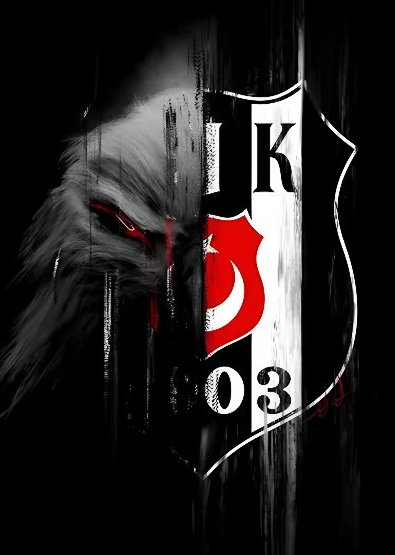 Beşiktaş: Kızıl Gözlü Kartal ve Arma metal tablo