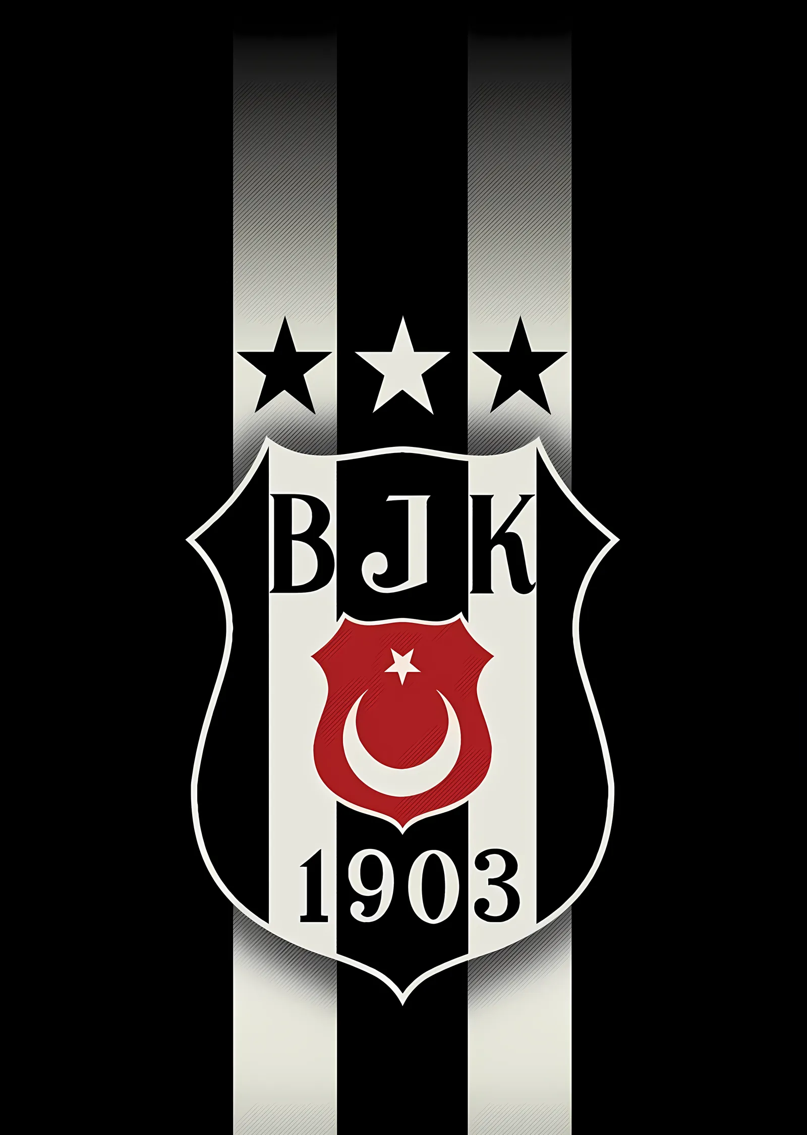 Beşiktaş: Siyah Beyaz Şeritte Arma metal tablo
