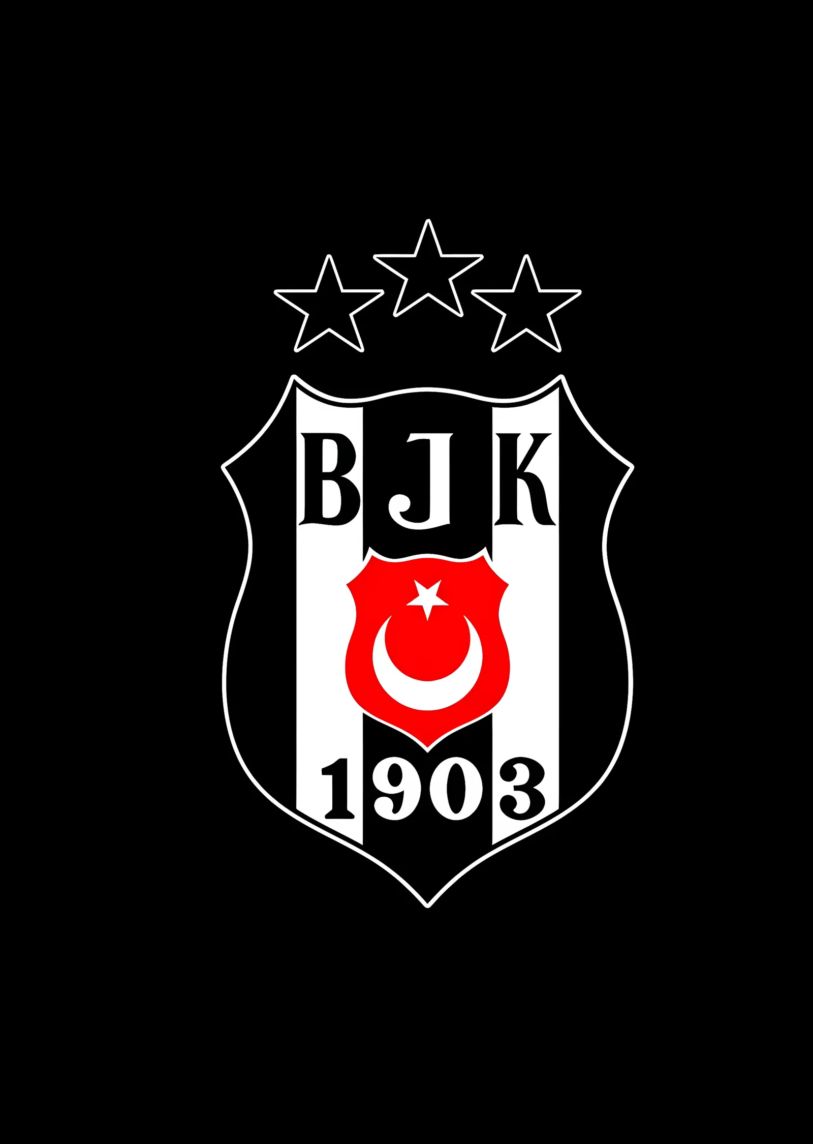 Beşiktaş: Siyah Zeminde Üç Yıldızlı Arma metal tablo