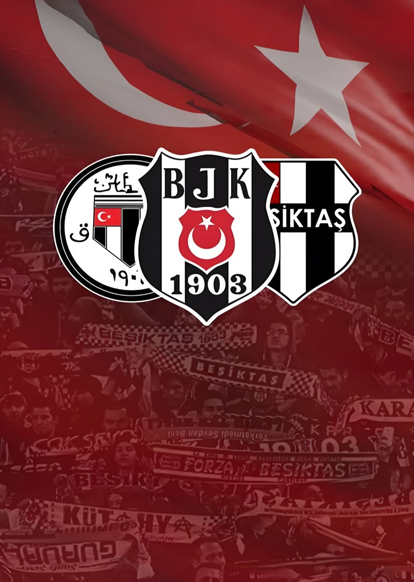 Beşiktaş: Türk Bayrağı Önünde Tribün metal tablo