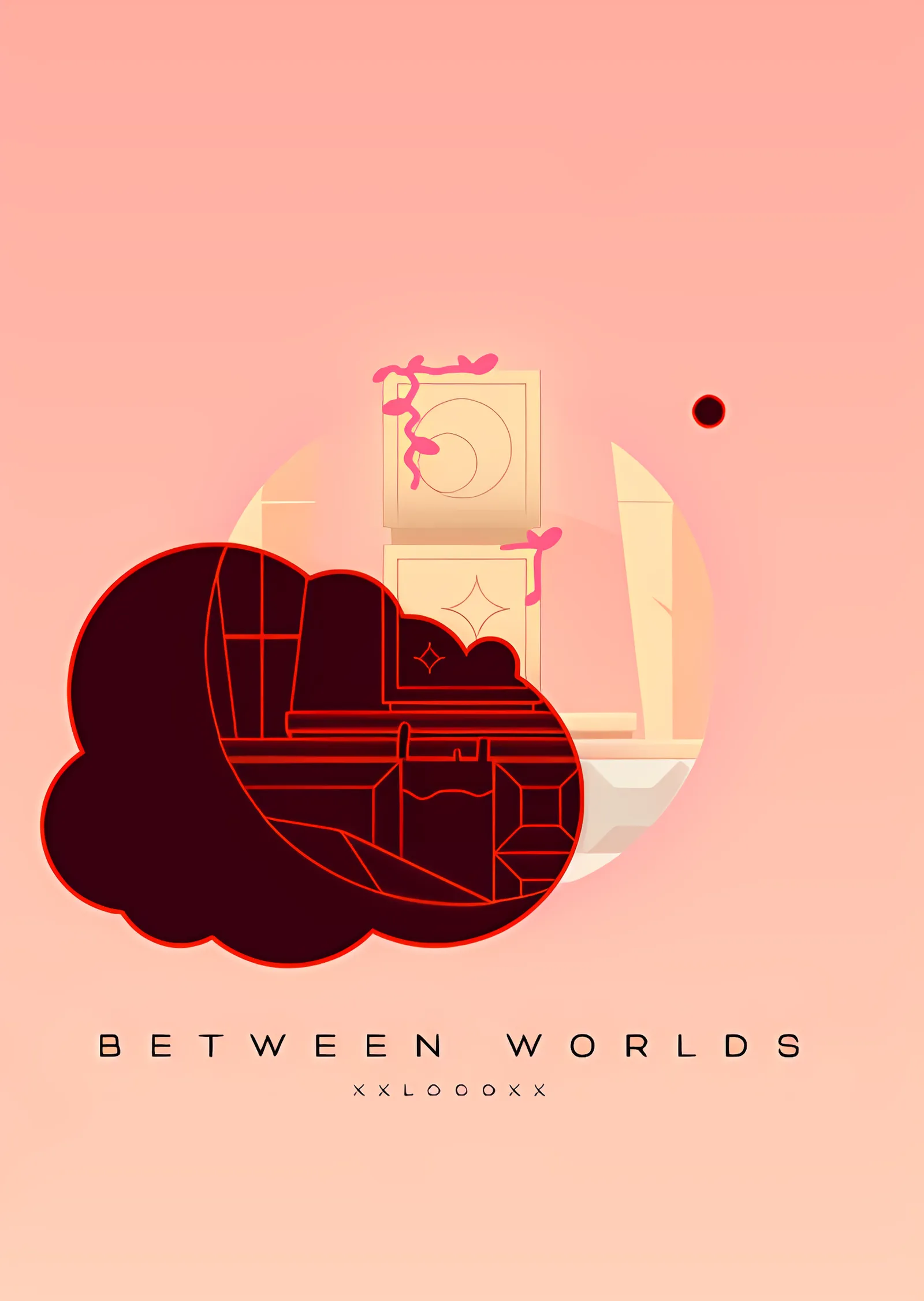 Between Worlds - Pembe Bulut metal tablo