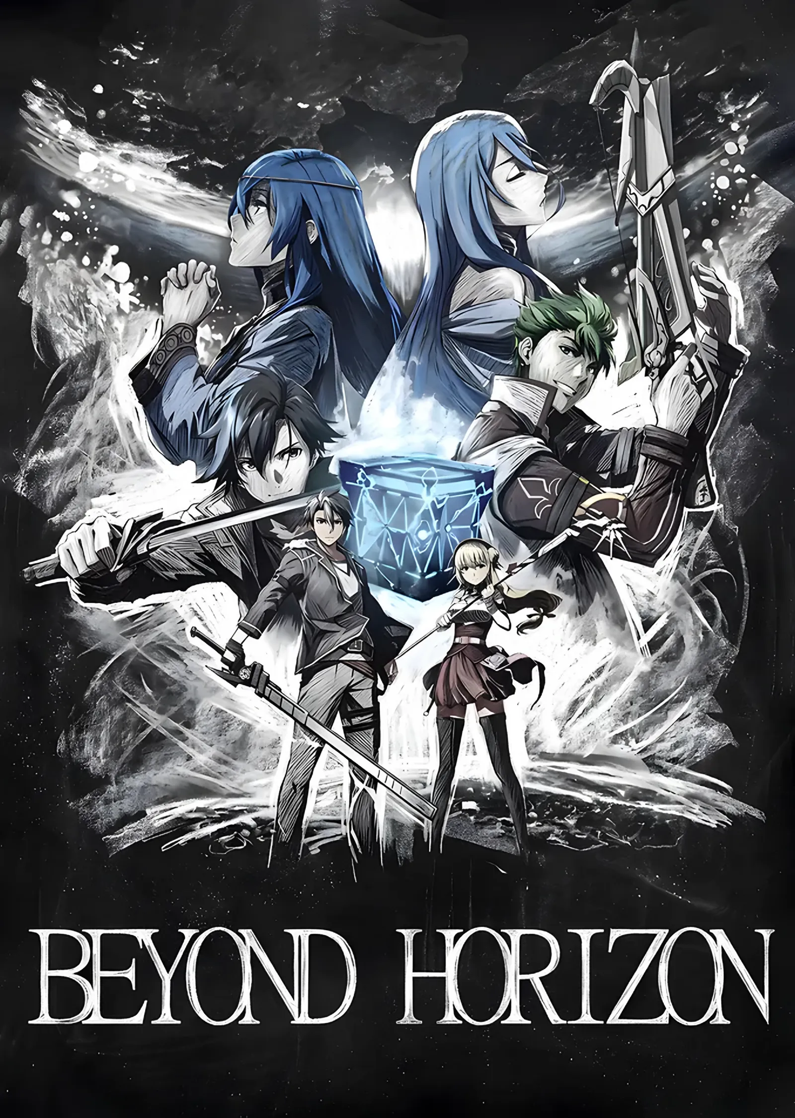 Beyond Horizon: Siyah Beyaz Anime Kadrosu metal tablo