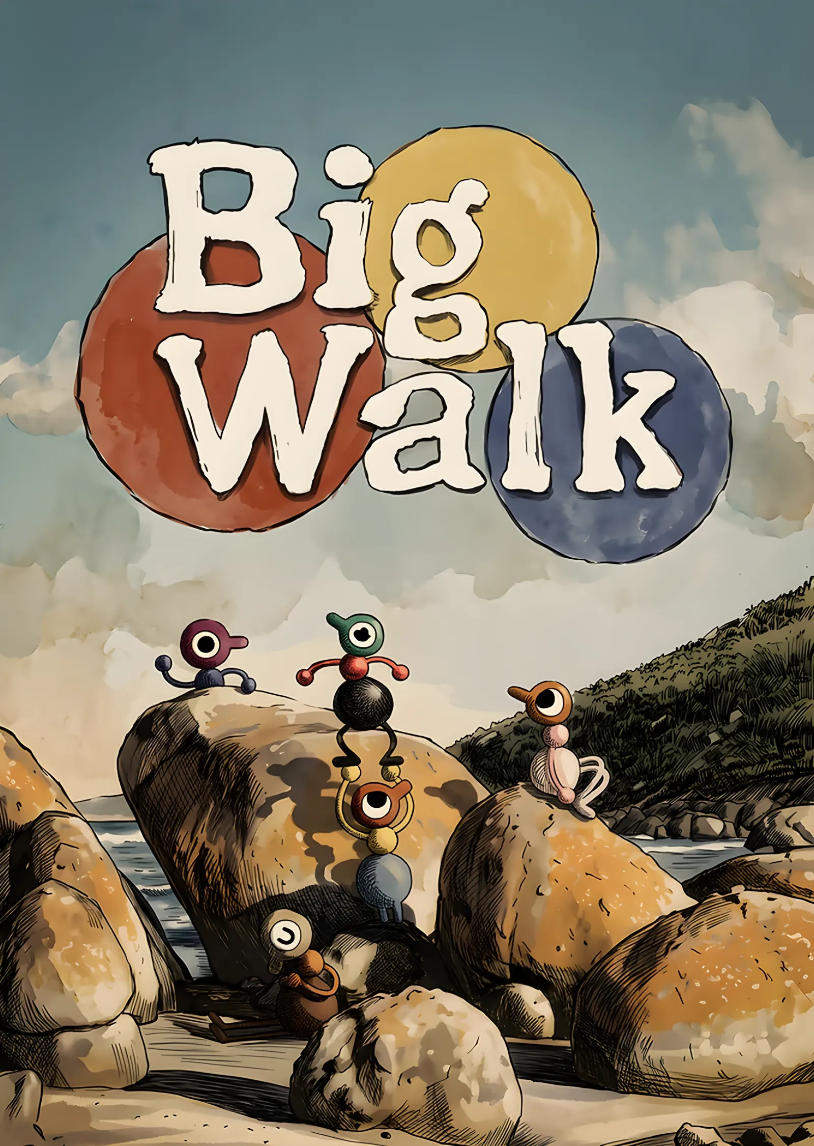 Big Walk: Kayalıkta Üç Küçük Gezgin metal tablo