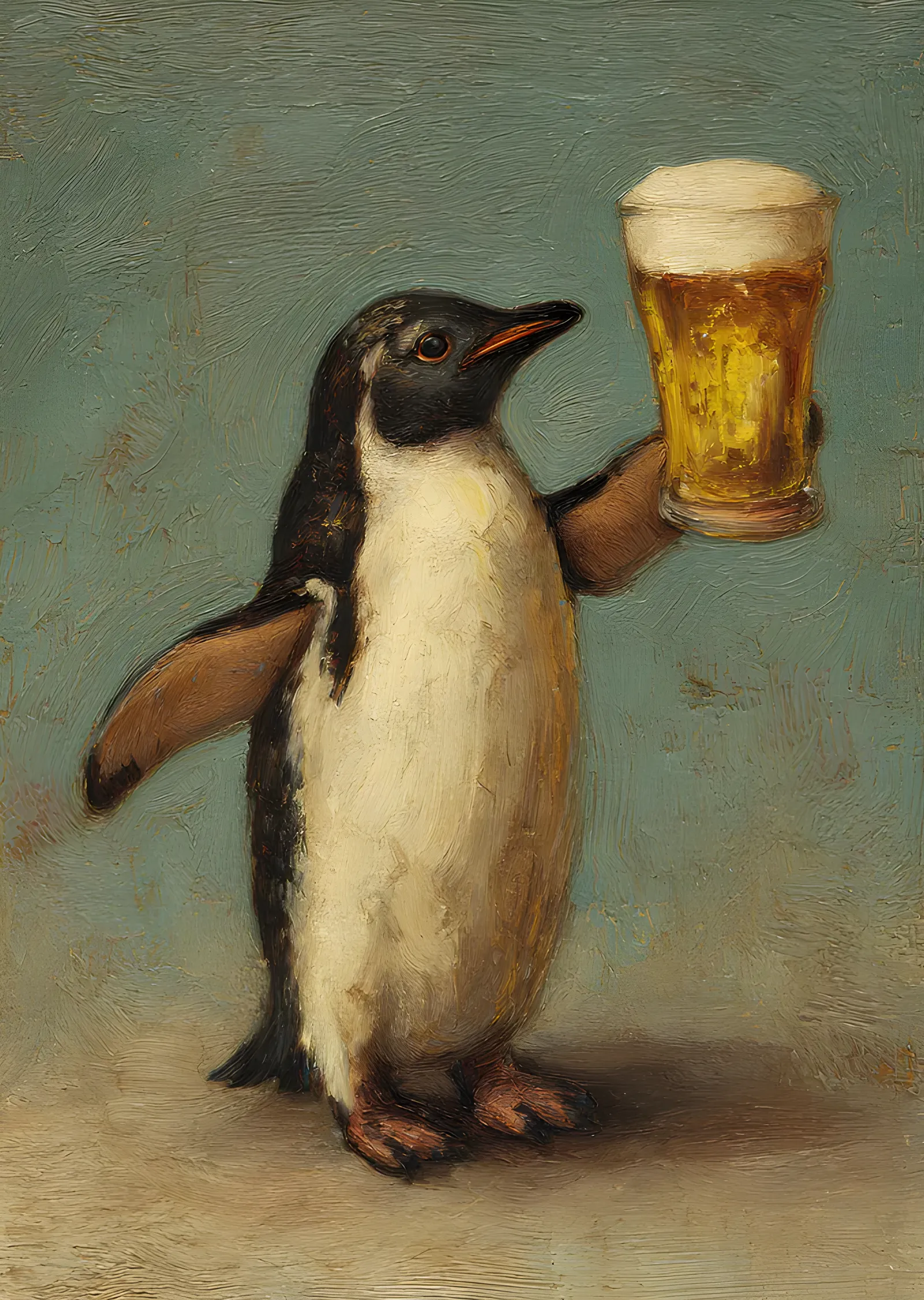 Bira Kupalı Penguen metal tablo