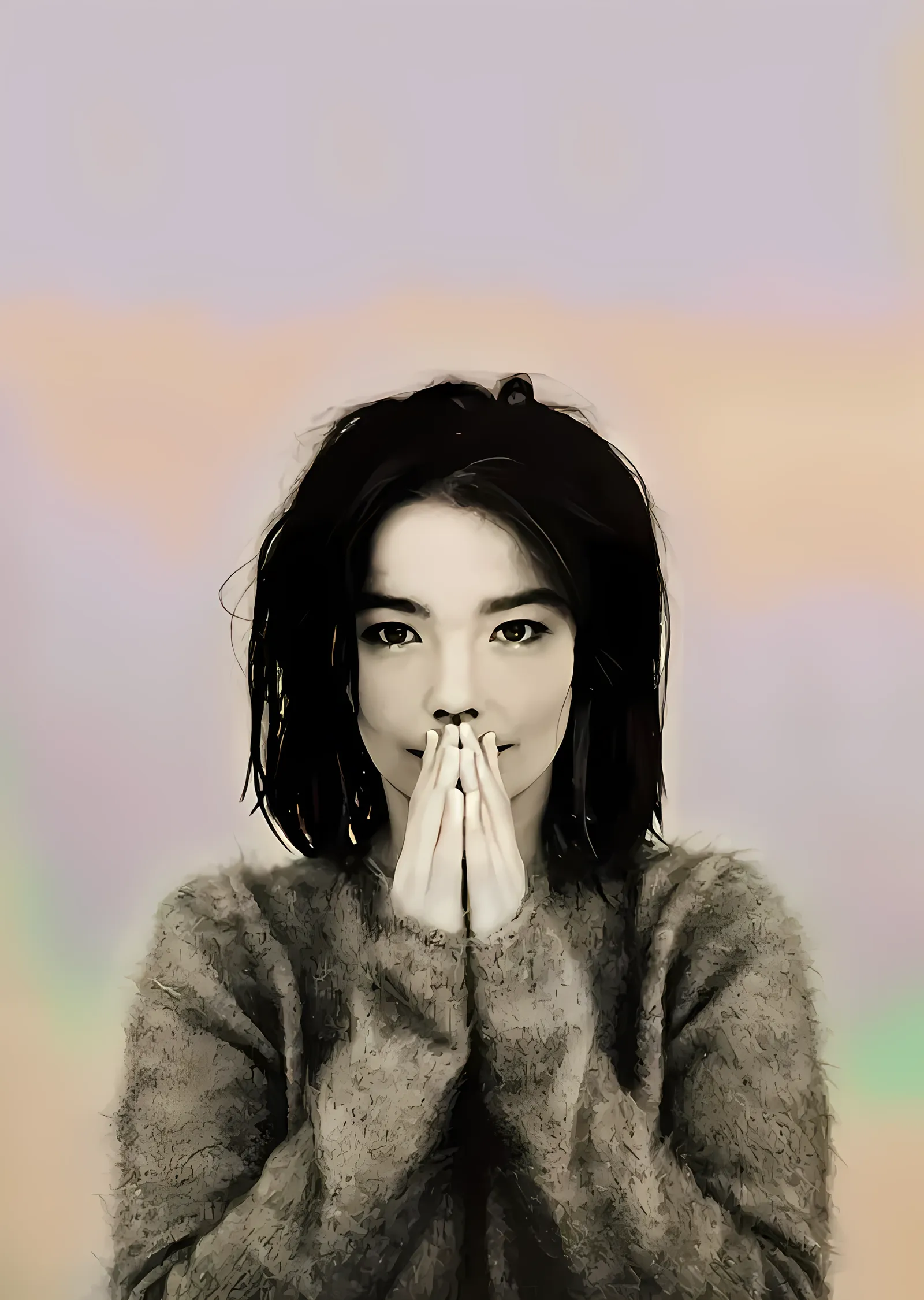 Björk: Pastel Zeminde Portre metal tablo