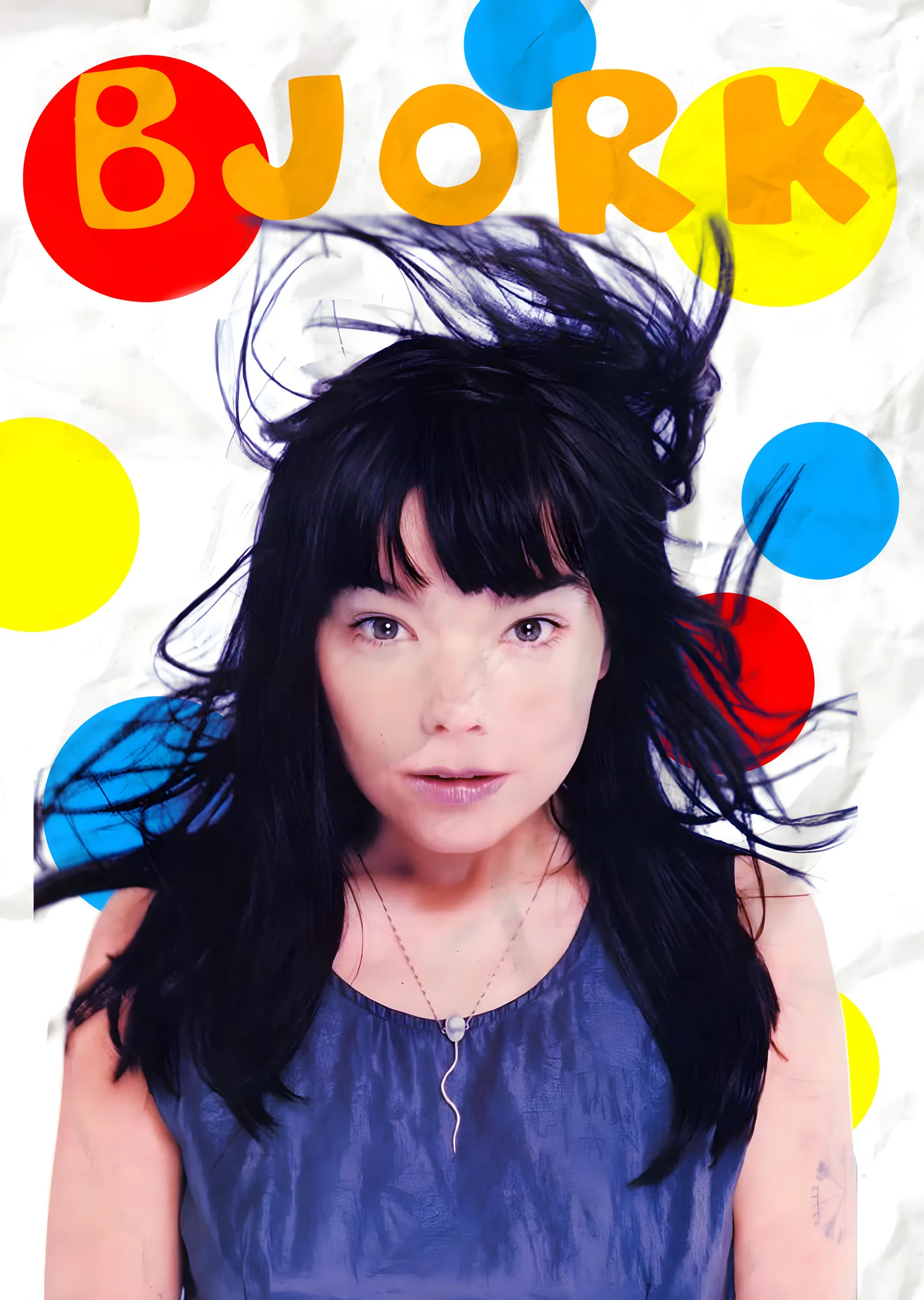 Björk: Puantiyeli Zeminde Portre metal tablo