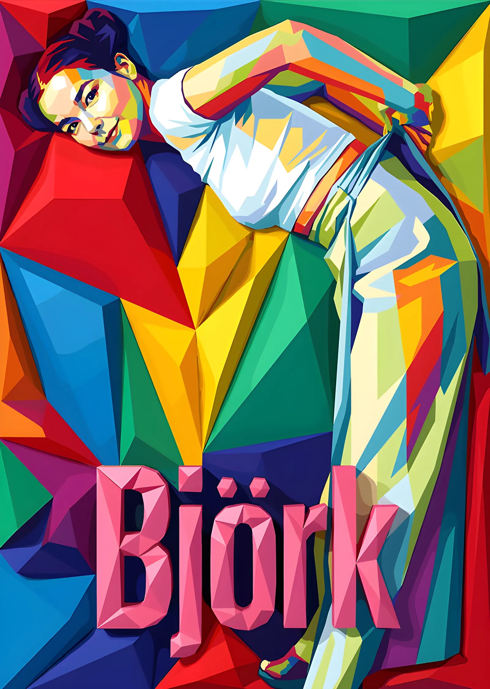 Björk: Renk Mozaiği Portre metal tablo