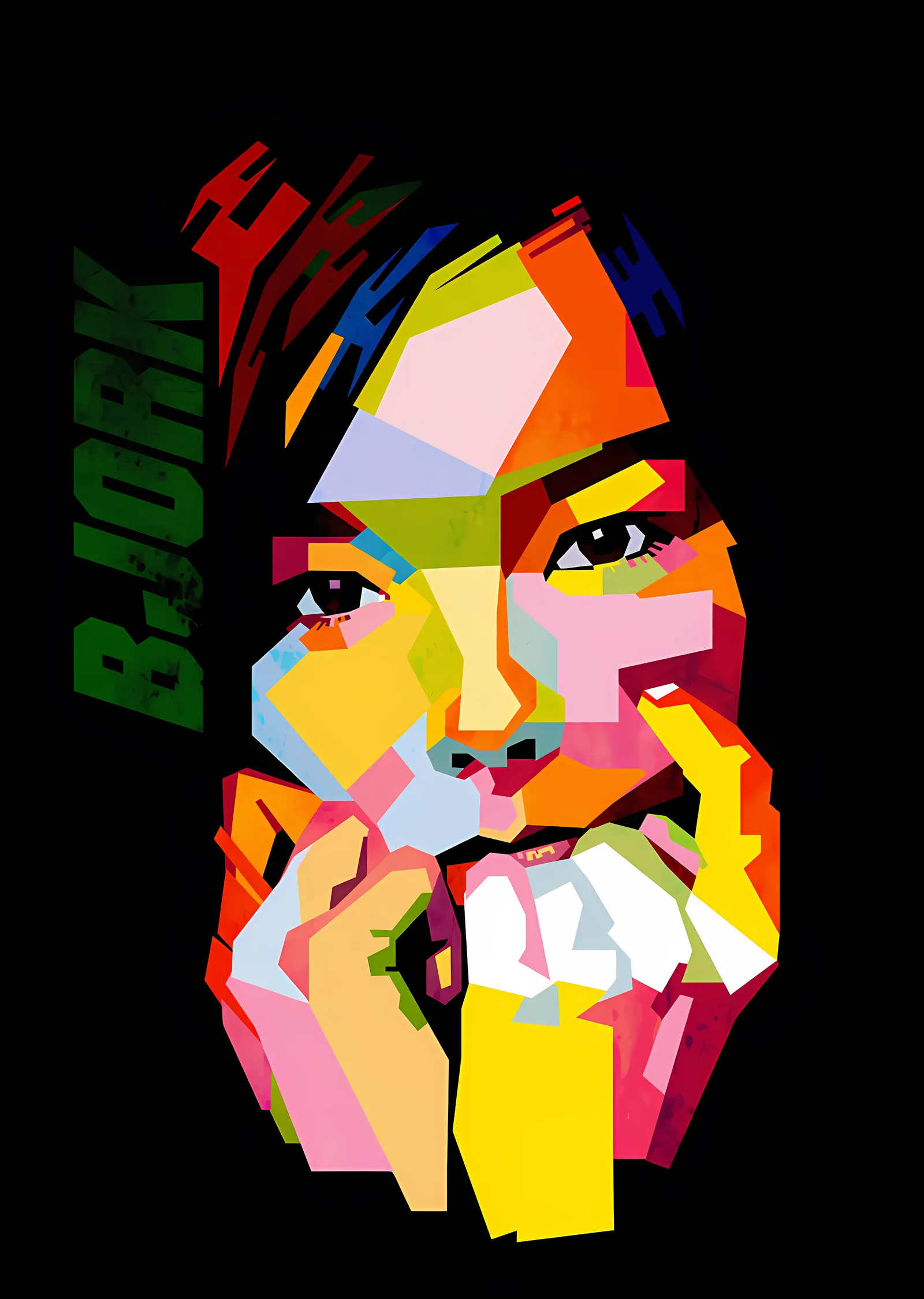 Björk: Renkli Mozaik Yüz metal tablo