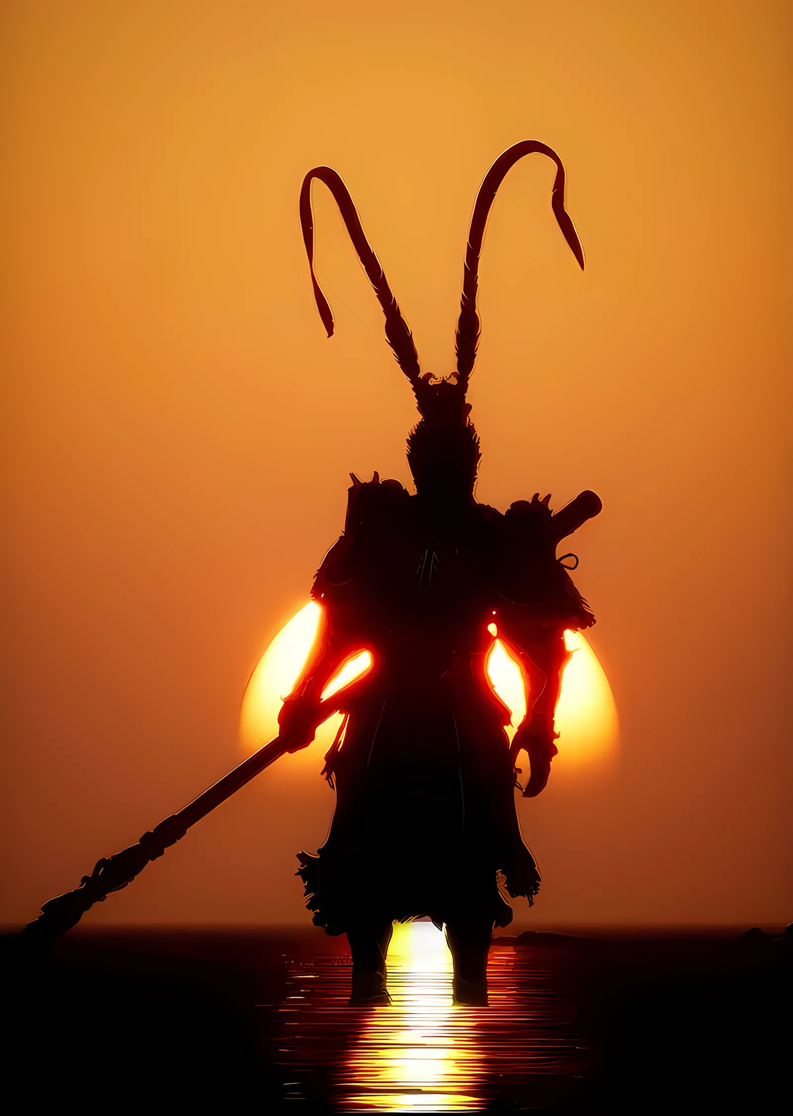 Black Myth Wukong: Gün Batımında Asalı Silüet metal tablo