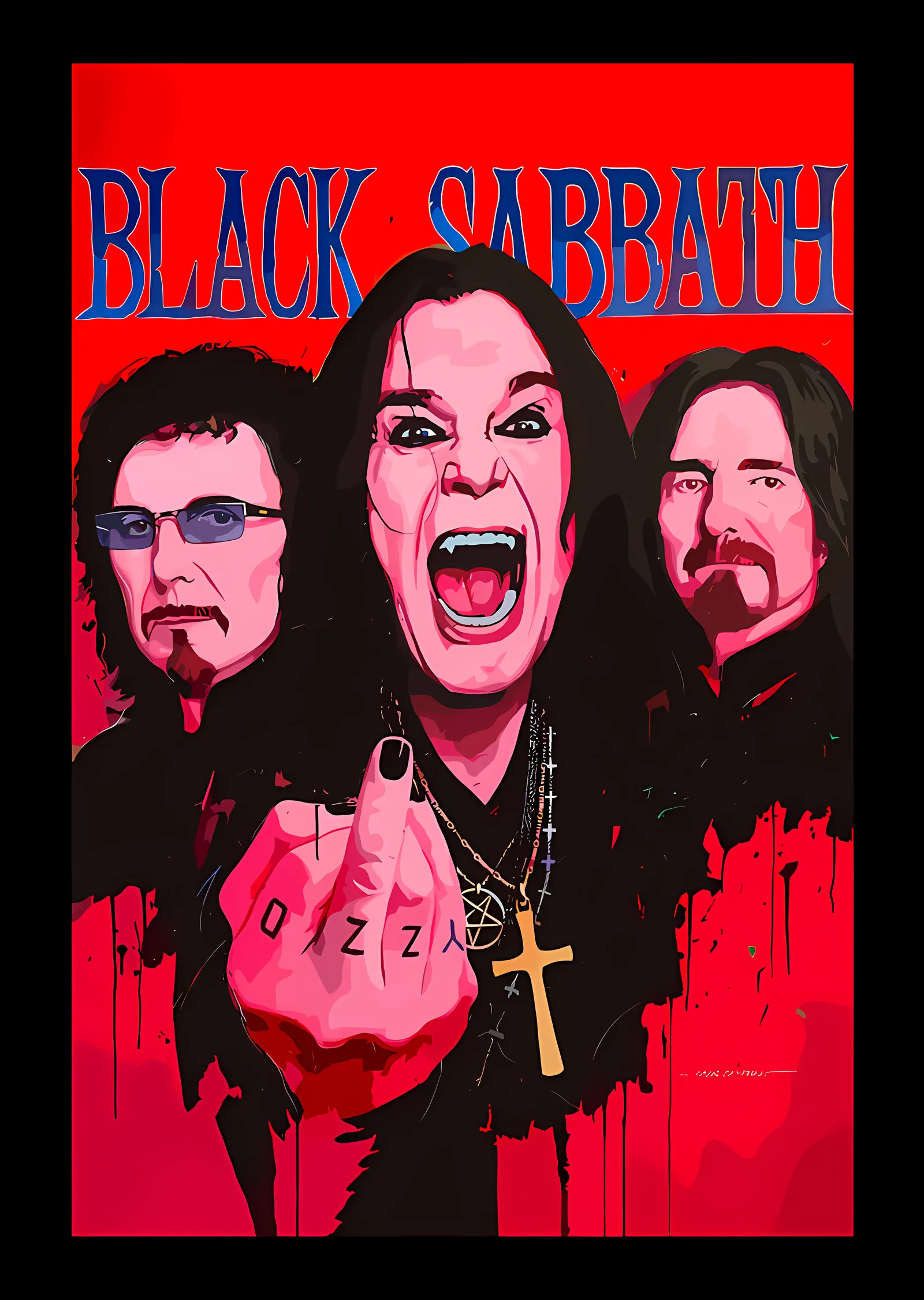 Black Sabbath: Kırmızı Zeminde Üçlü metal tablo
