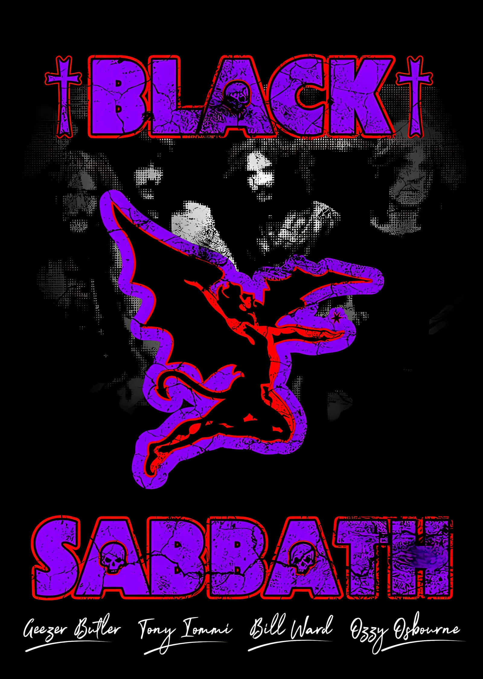 Black Sabbath: Mor Melek Amblemi metal tablo