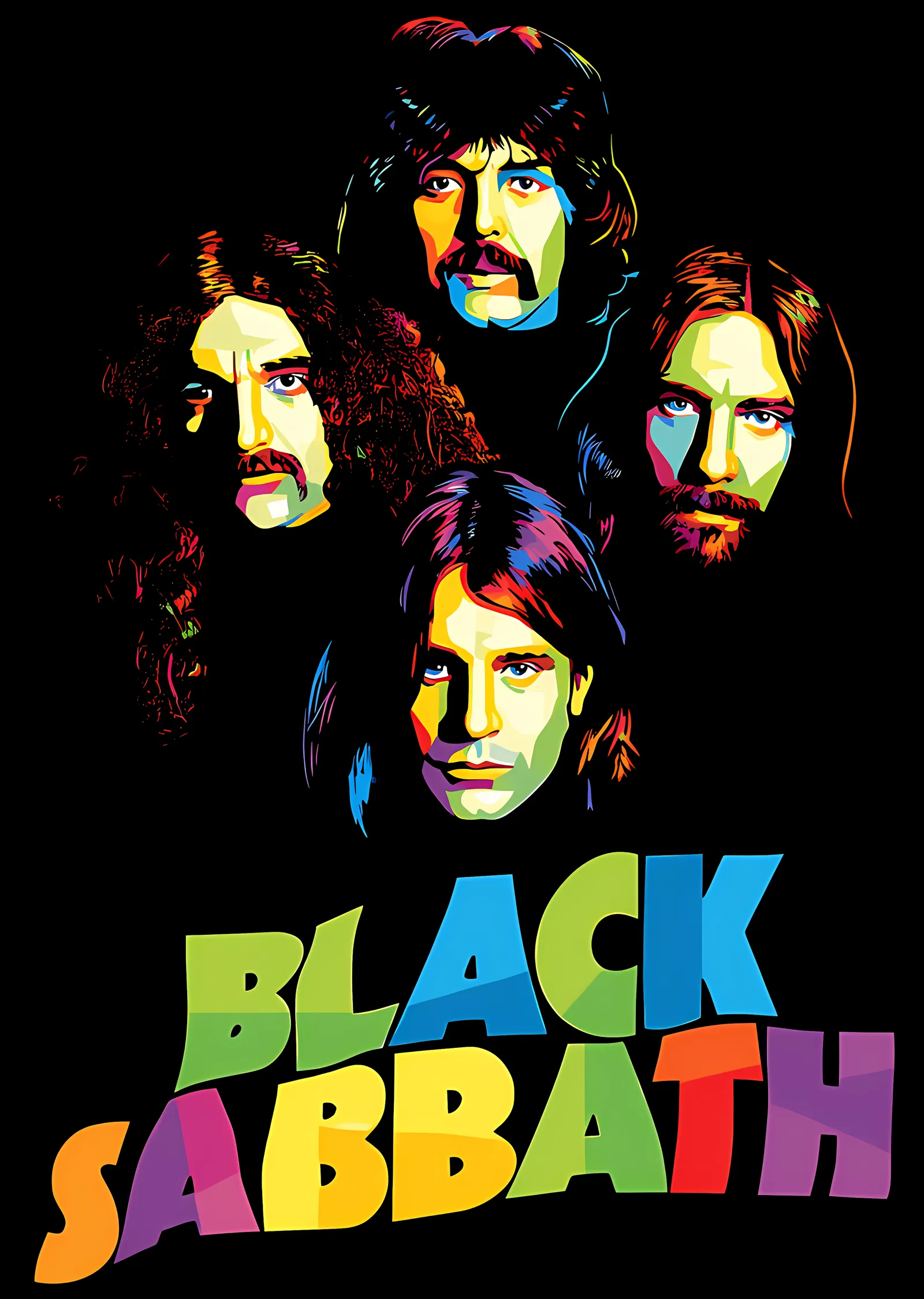 Black Sabbath: Renkli Dörtlü Portre metal tablo