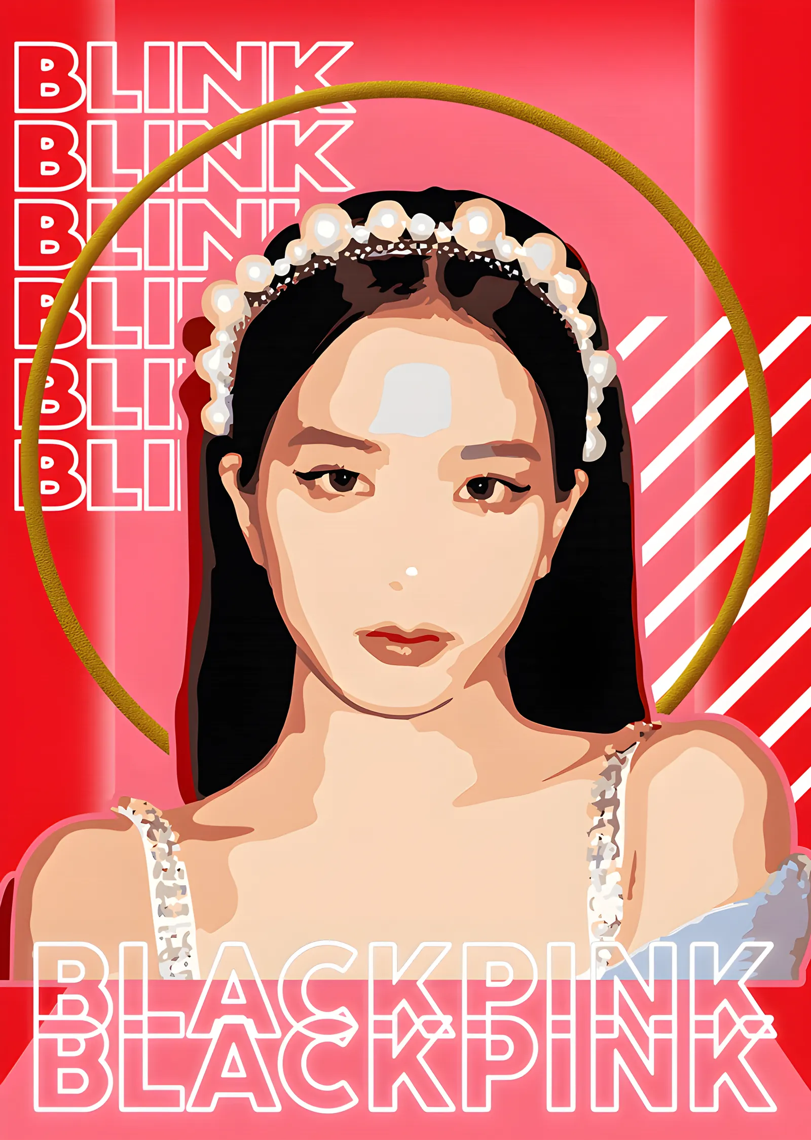BLACKPINK - Blink Kırmızı Zemin metal tablo