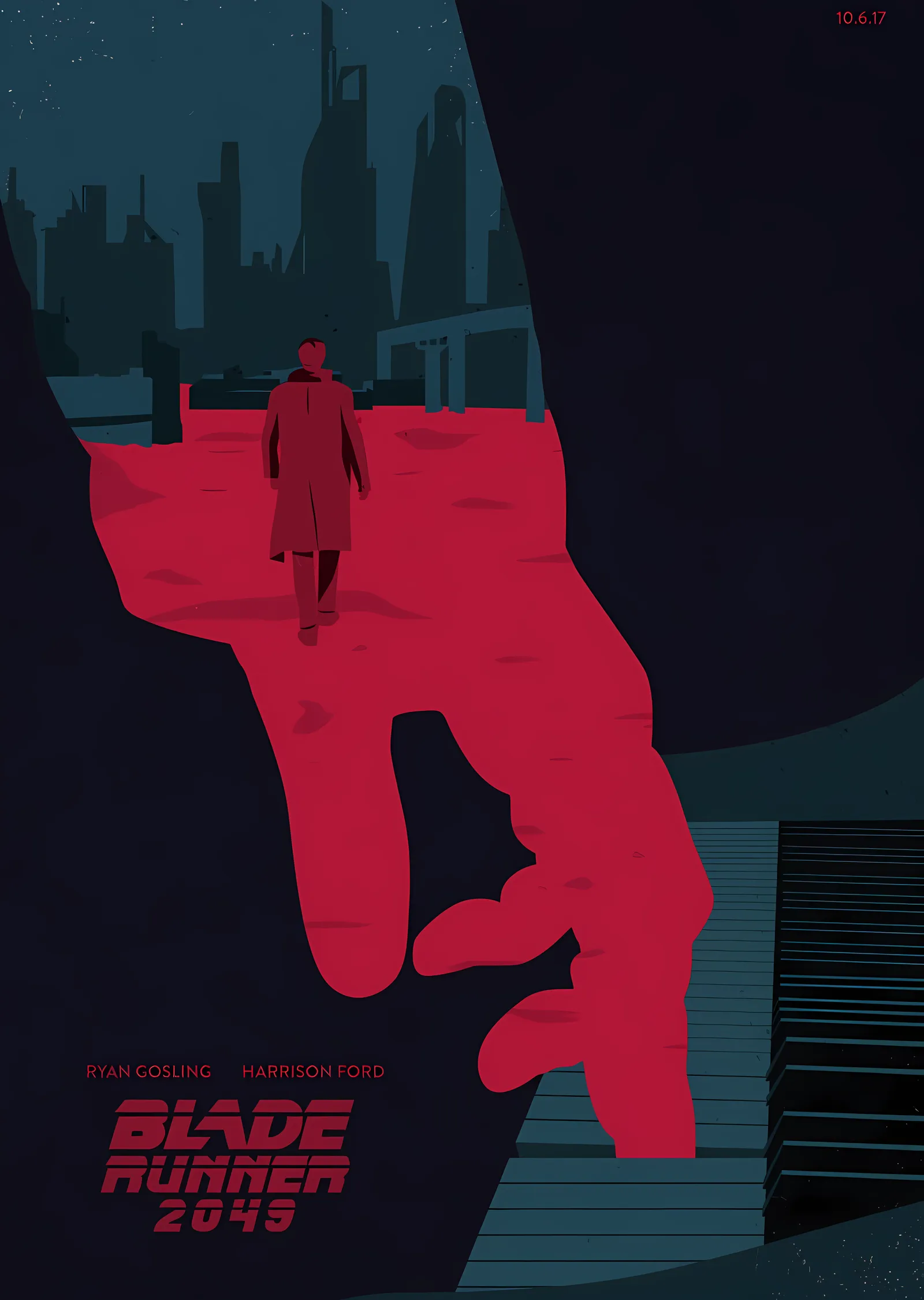 Blade Runner 2049 - Kırmızı Silüet metal tablo