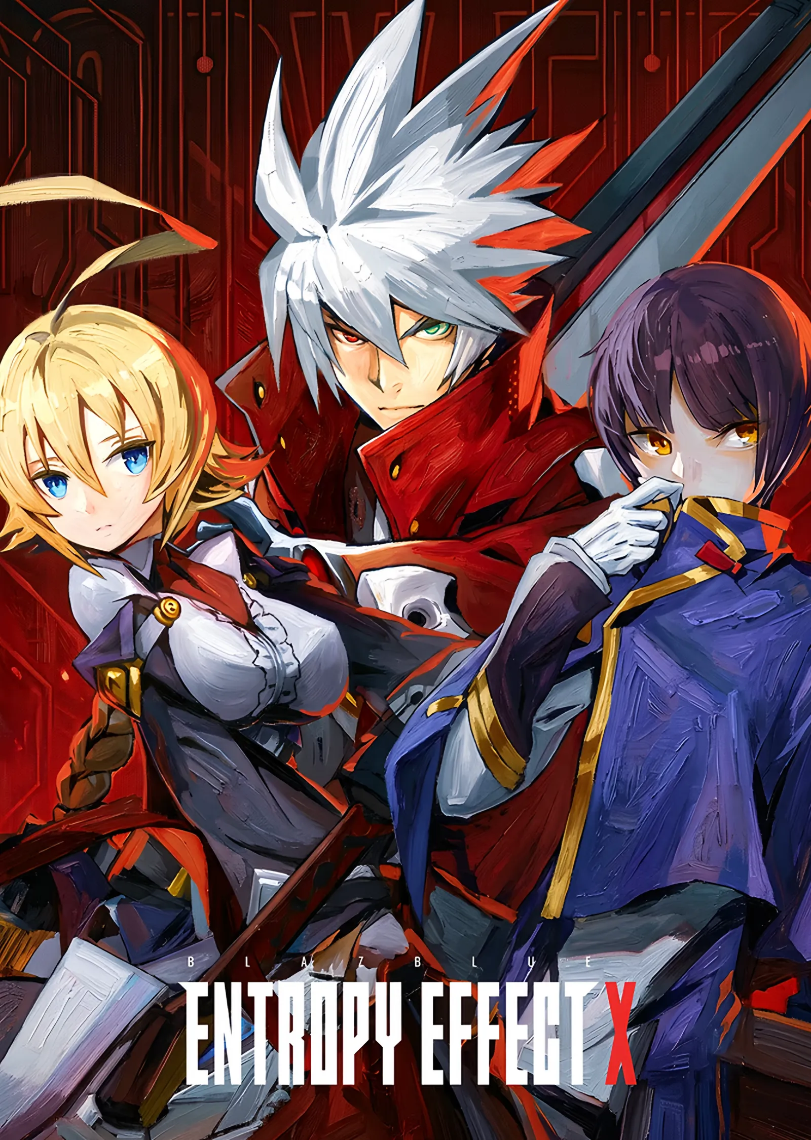 BlazBlue Entropy Effect X: Üç Karakterin Duruşu metal tablo