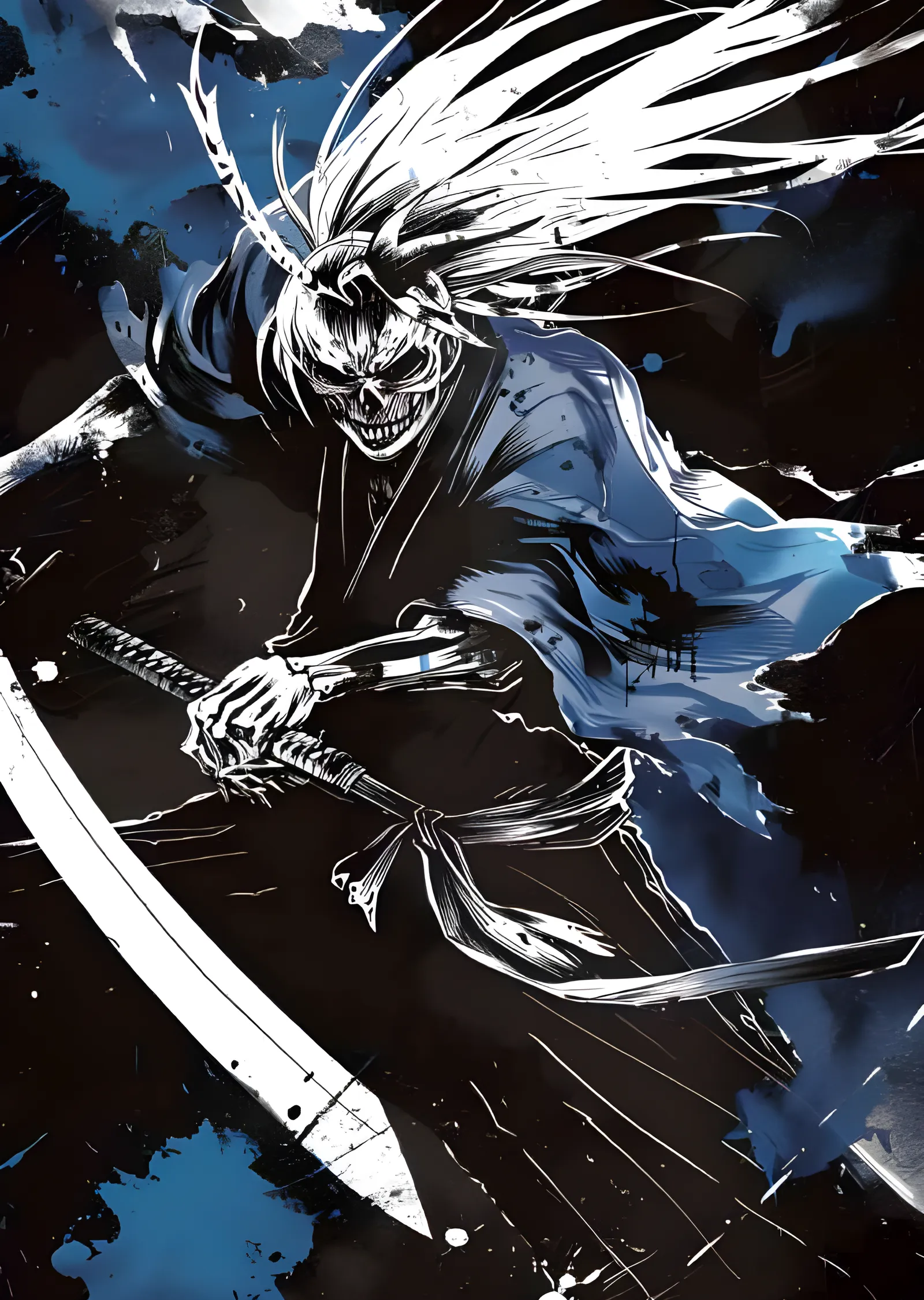 Bleach - Hollow Maskesi ve Karanlık Kılıç metal tablo