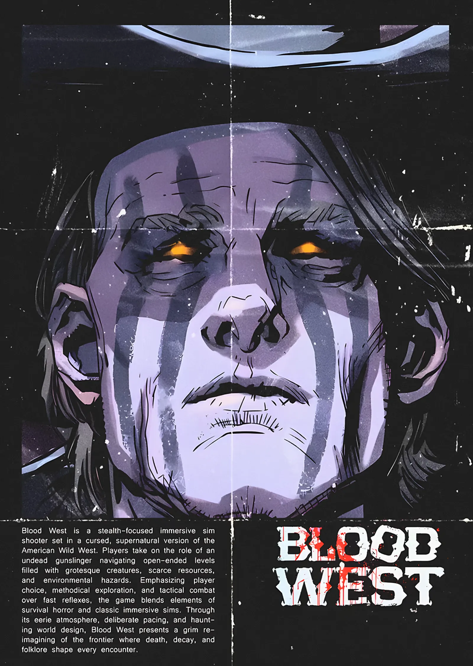 Blood West: Sarı Gözlü Kovboy Portresi metal tablo