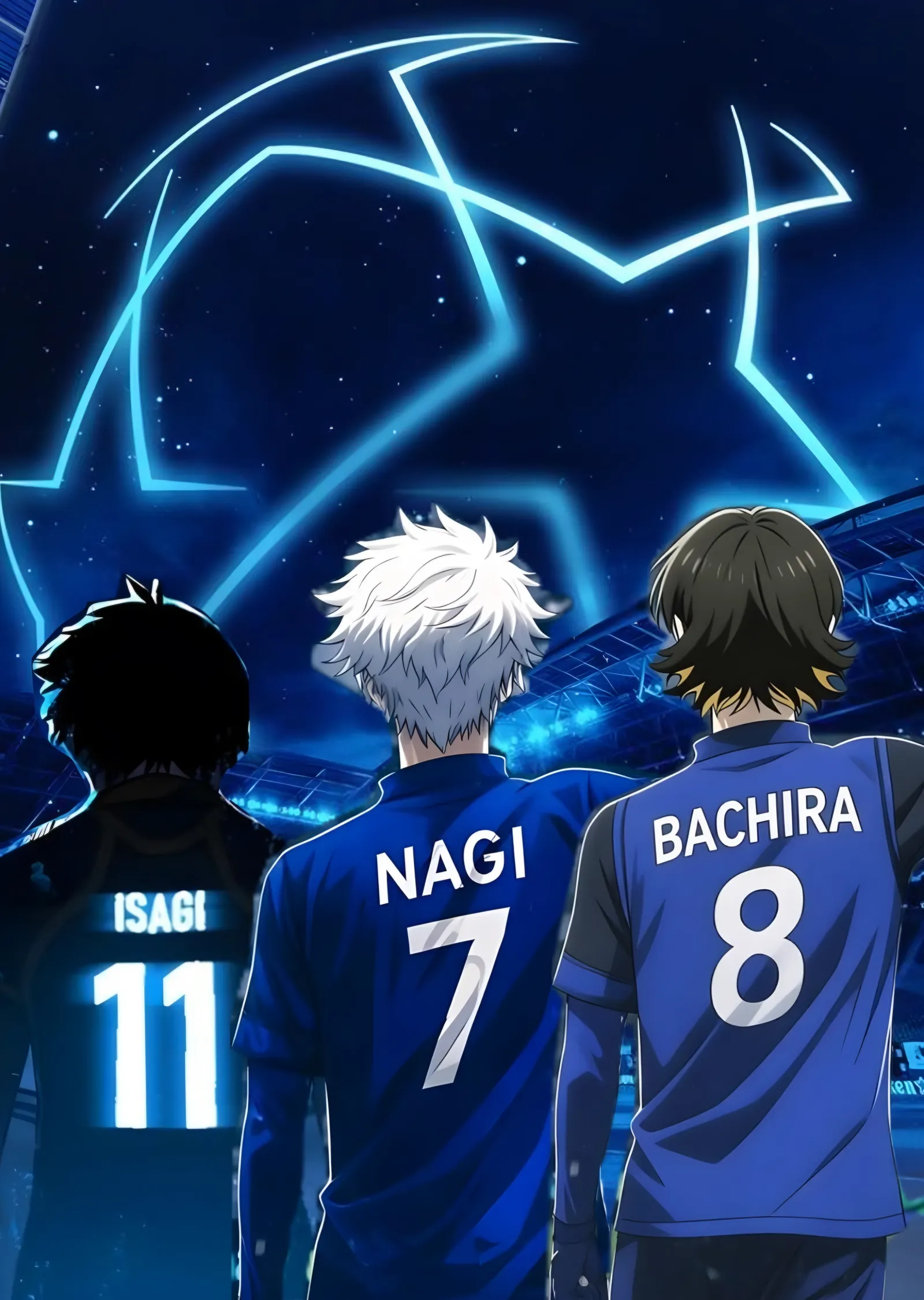 Blue Lock: Isagi, Nagi ve Bachira Sırtları metal tablo