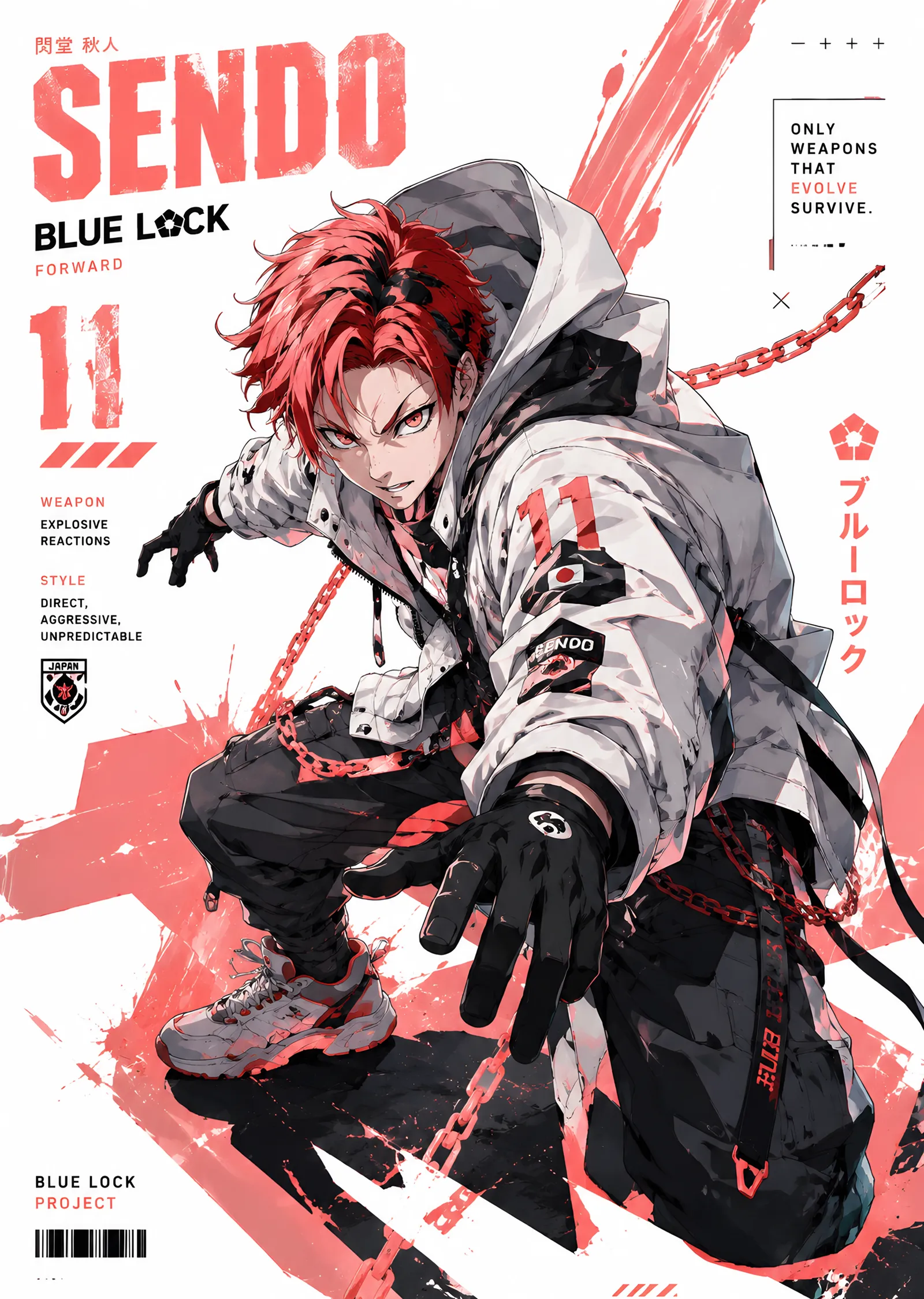 Blue Lock: Sendo Aryu Kart Afişi metal tablo