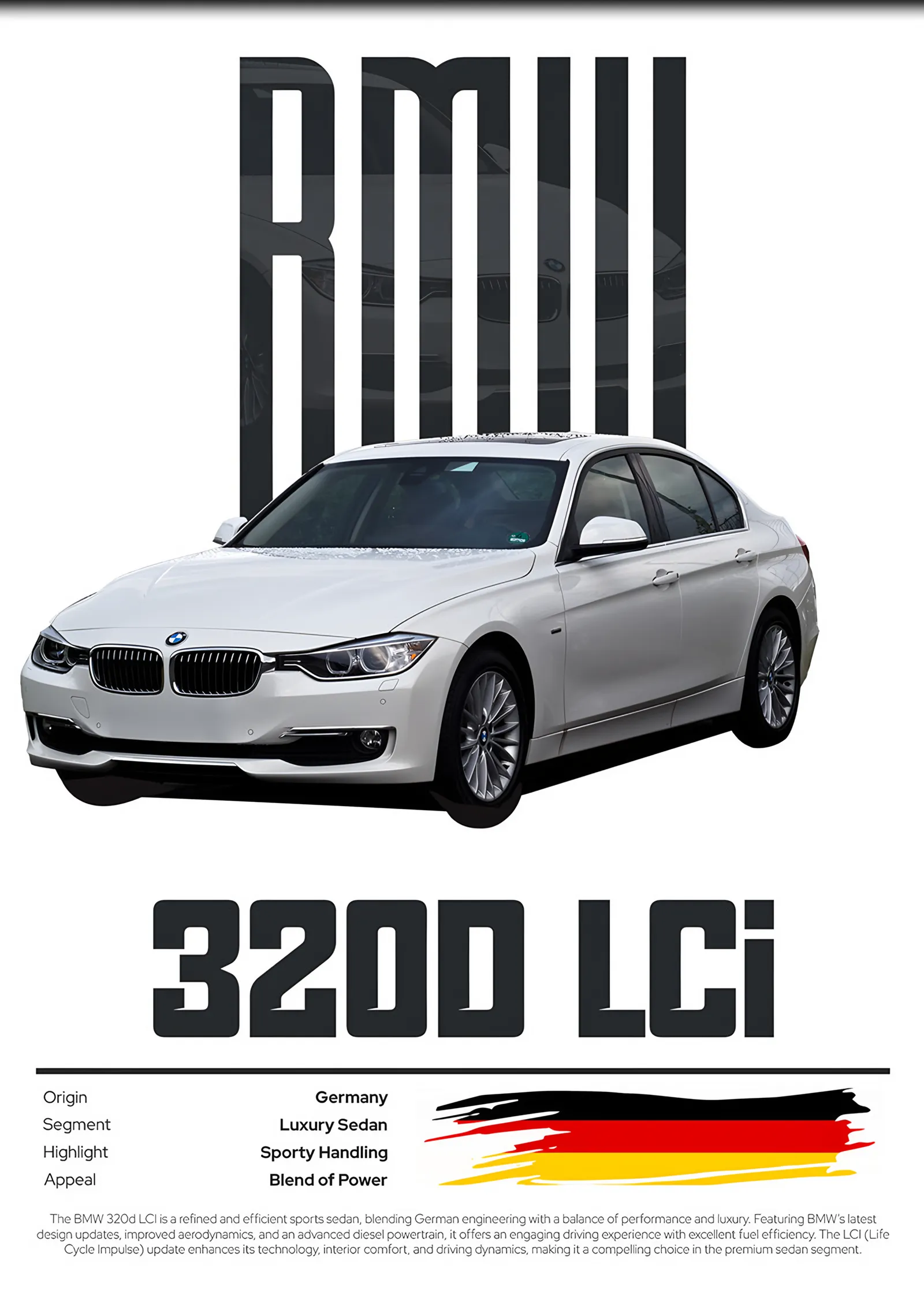BMW 320d LCi Künye metal tablo
