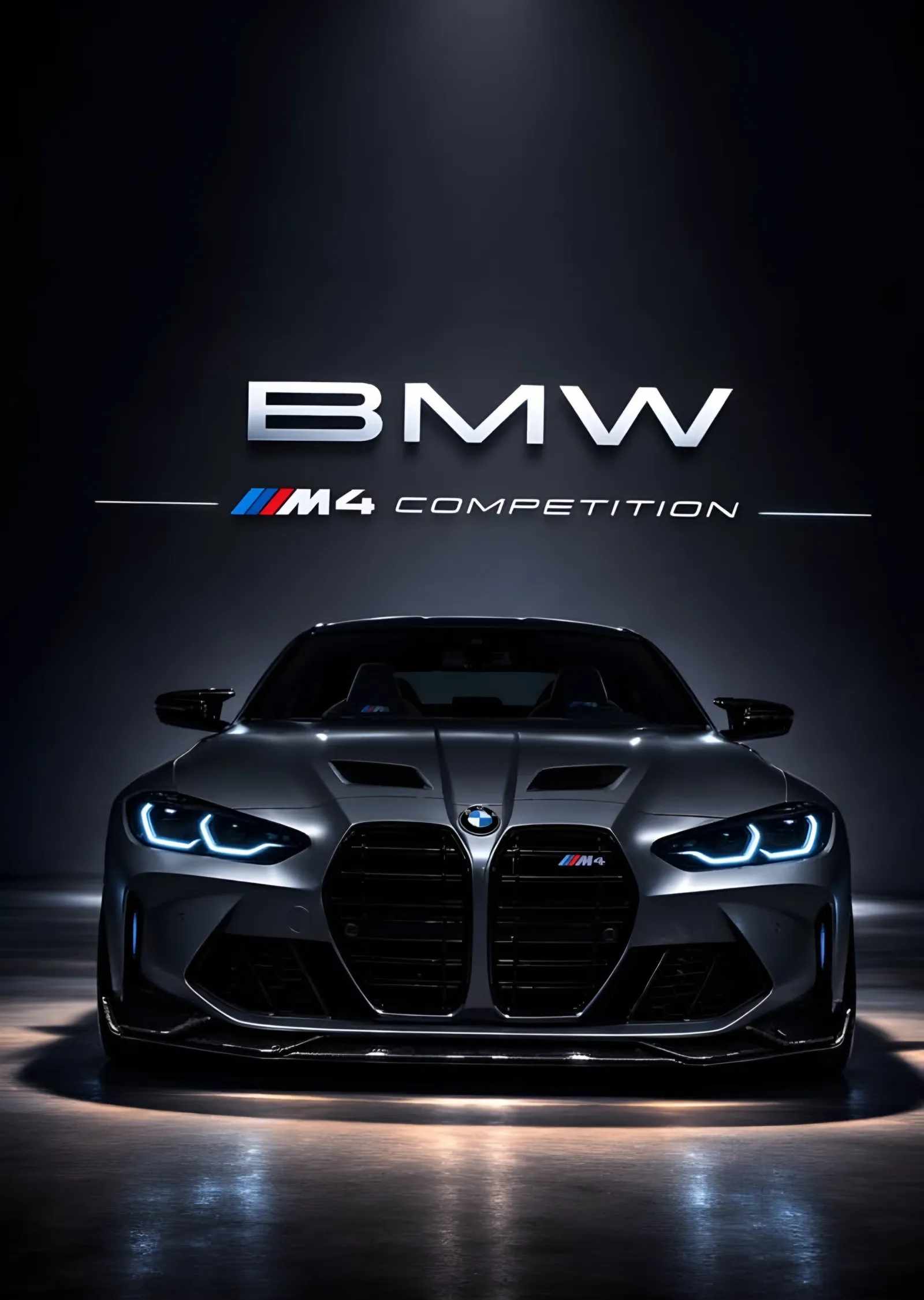 BMW M4 Competition Siyah Zemin metal tablo