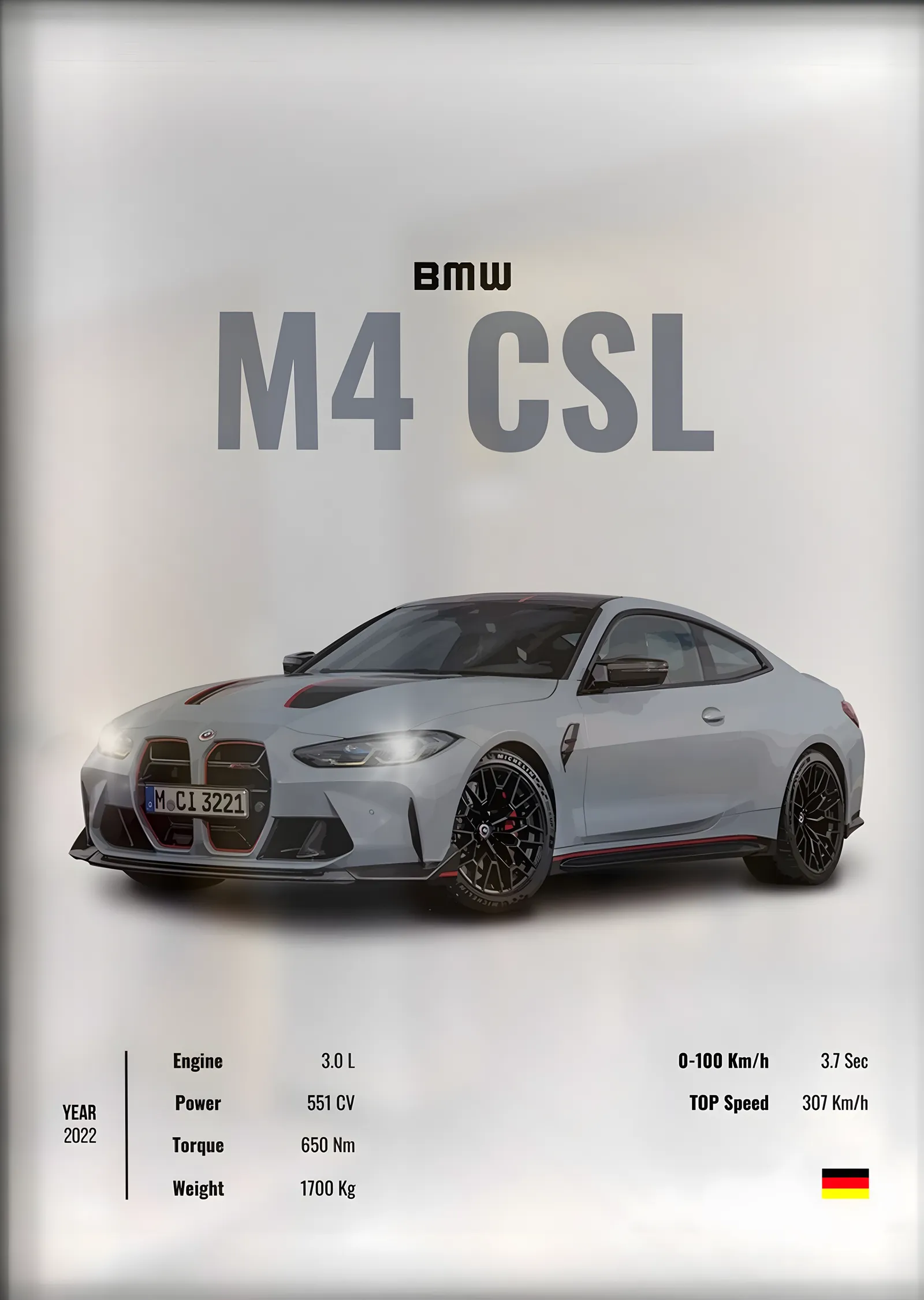 BMW M4 CSL metal tablo