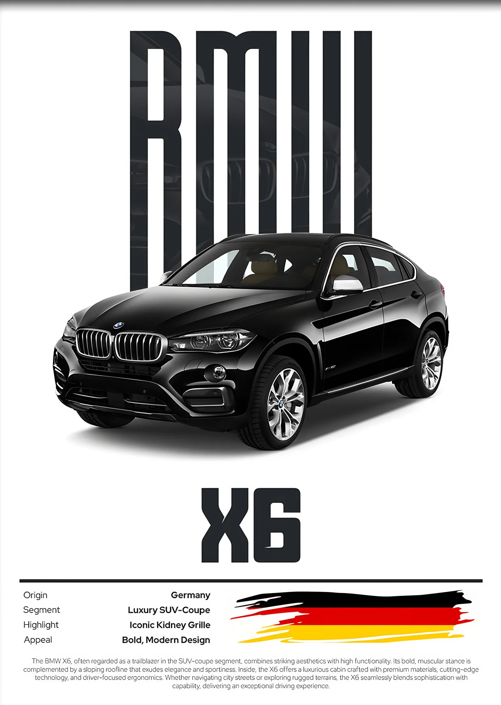 BMW X6 Künye metal tablo