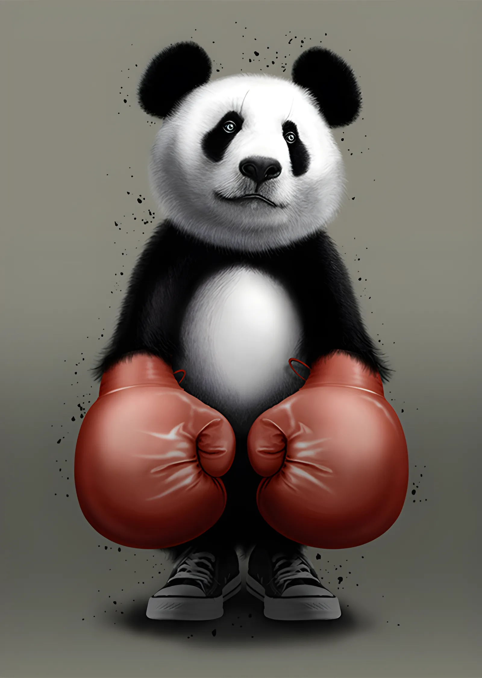 Boks Eldivenli Panda - Kırmızı Eldiven metal tablo