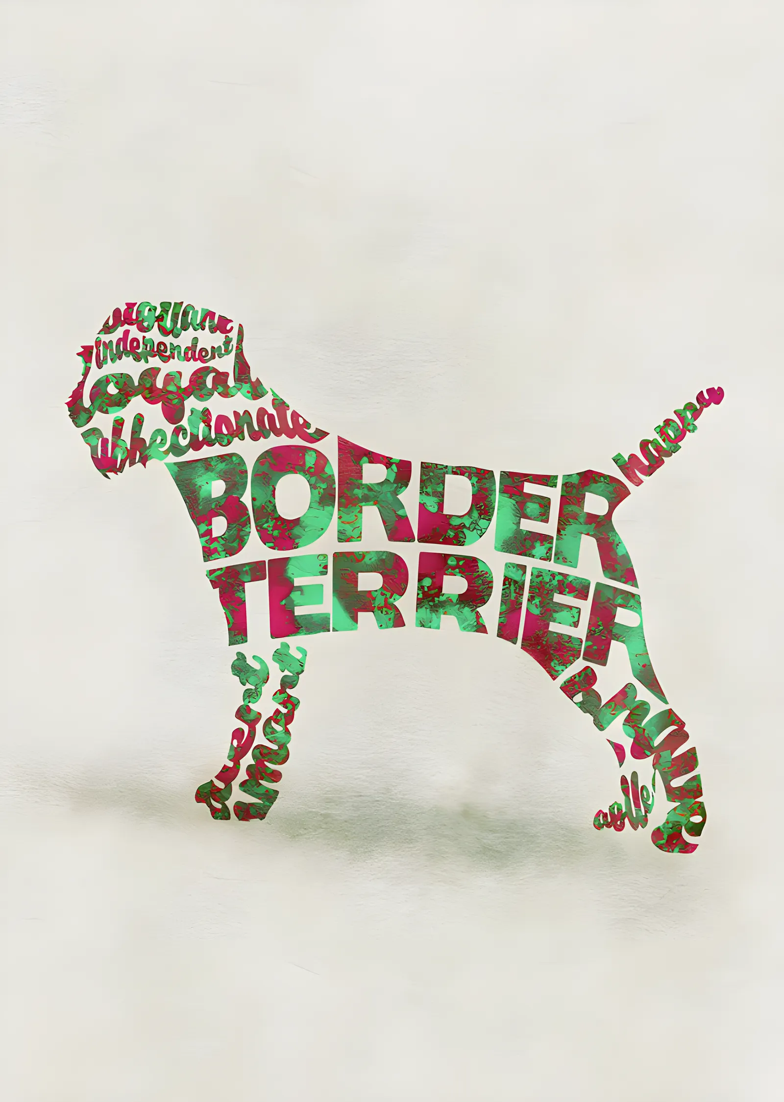 Border Terrier - Tipografi metal tablo